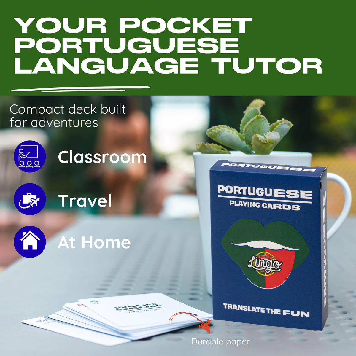 Lingo Portuguese Playing Cards – Learn Portuguese 52 Phrase Deck