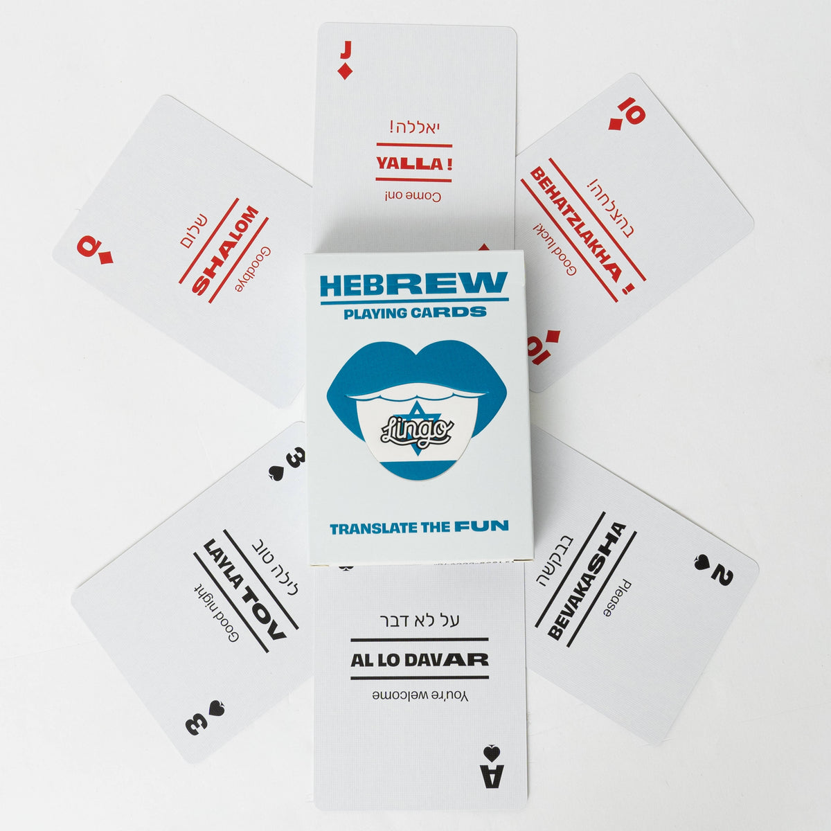 Lingo Hebrew Playing Cards – Learn Hebrew 52 Phrase Deck