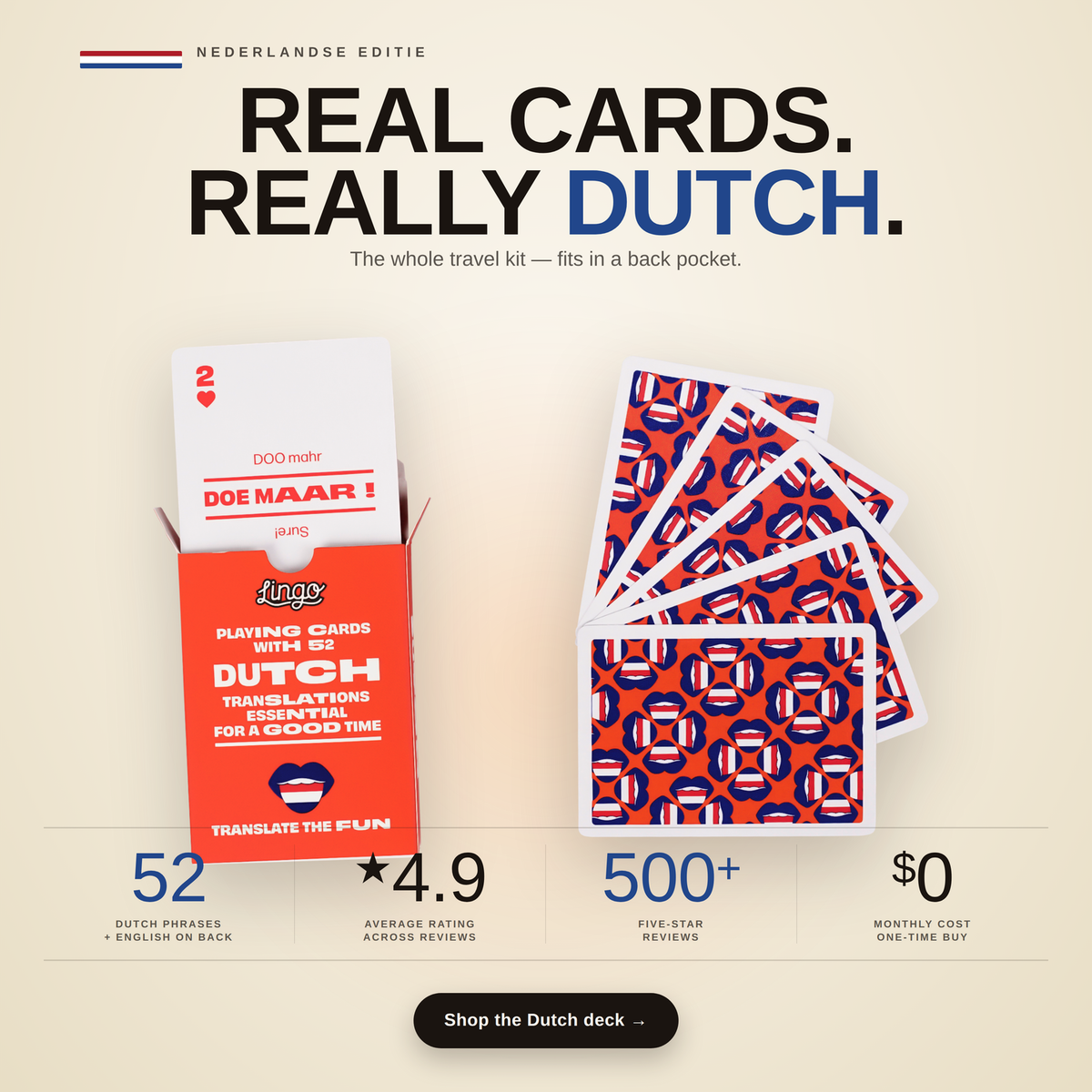Lingo Dutch Playing Cards – Learn Dutch Language Deck