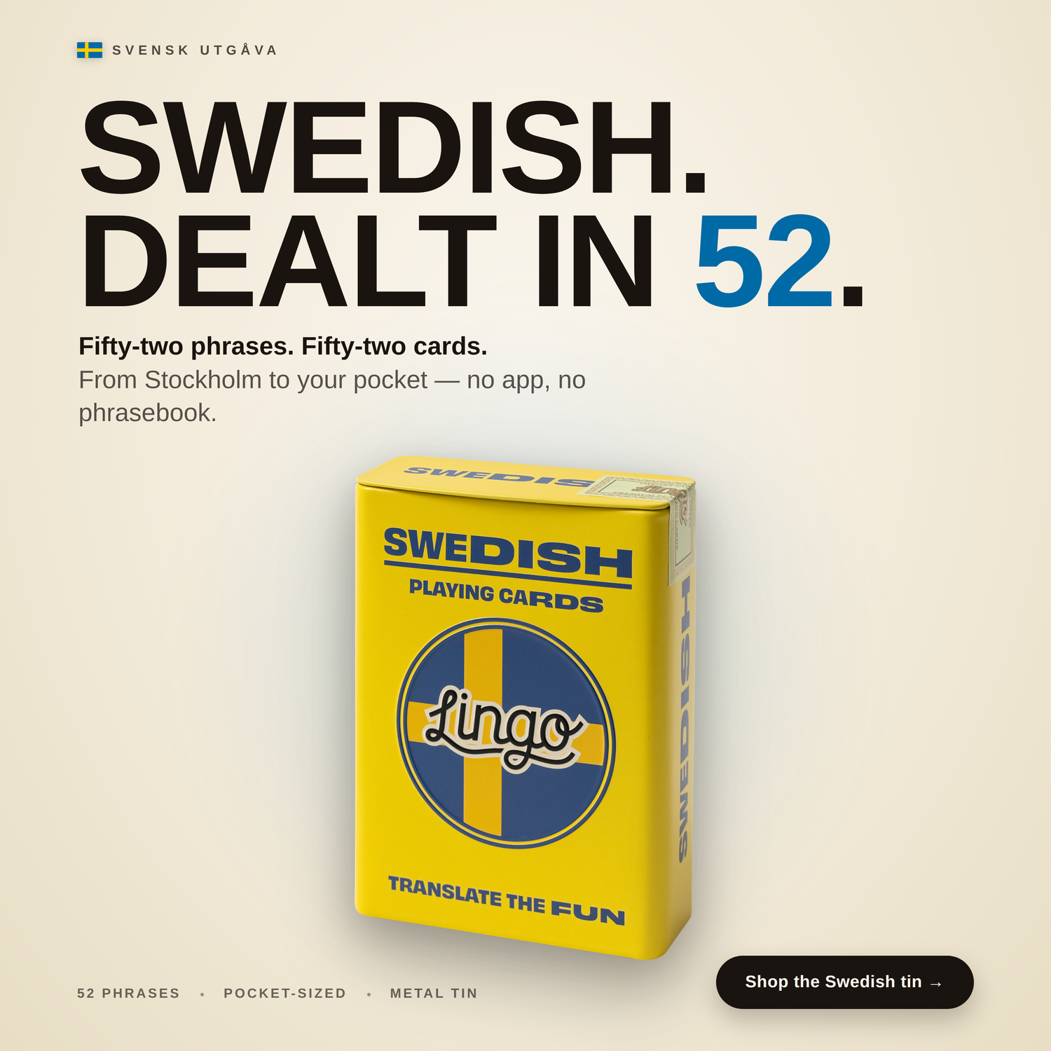 Lingo Swedish Playing Cards in Wayfarer Tin