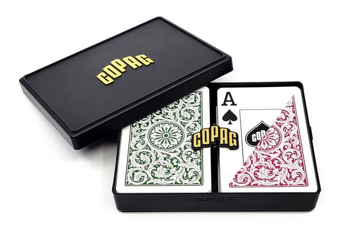 Copag Elite Bridge Size Playing Cards – Double Deck (Jumbo Index, Burgundy/Green)