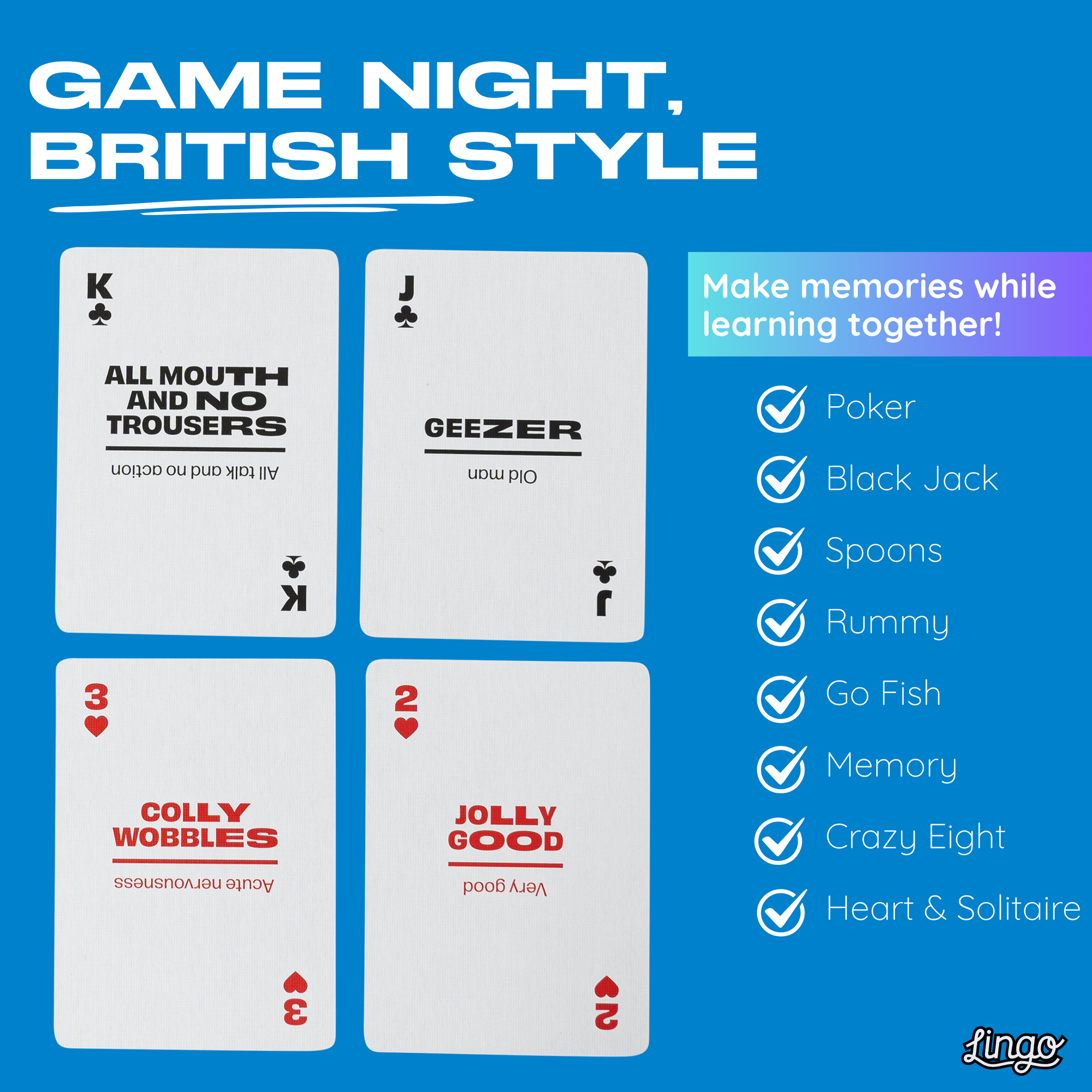 British Slang Playing Cards in Wayfarer Travel Tin