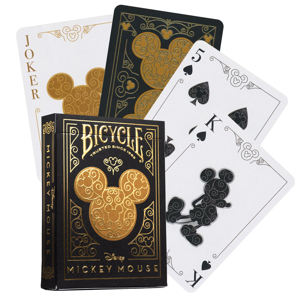 Bicycle Disney Mickey Mouse Black & Gold Playing Cards