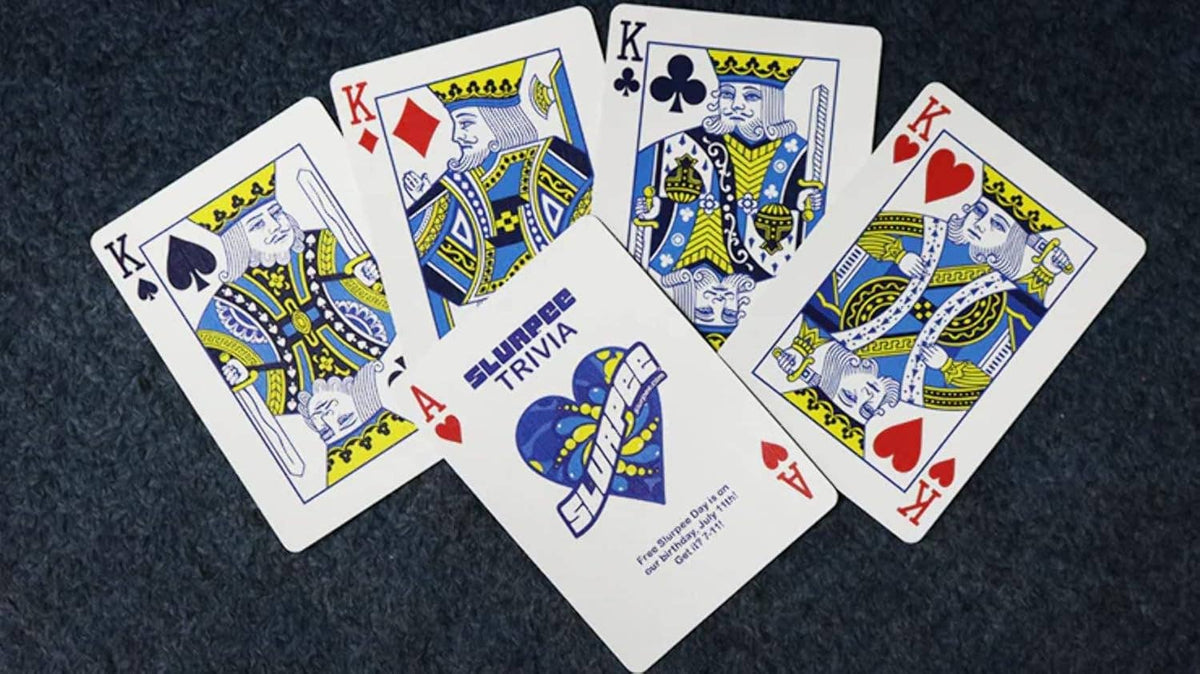 Bicycle Slurpee 2020 Playing Cards showing custom illustrated faces and colourful court cards