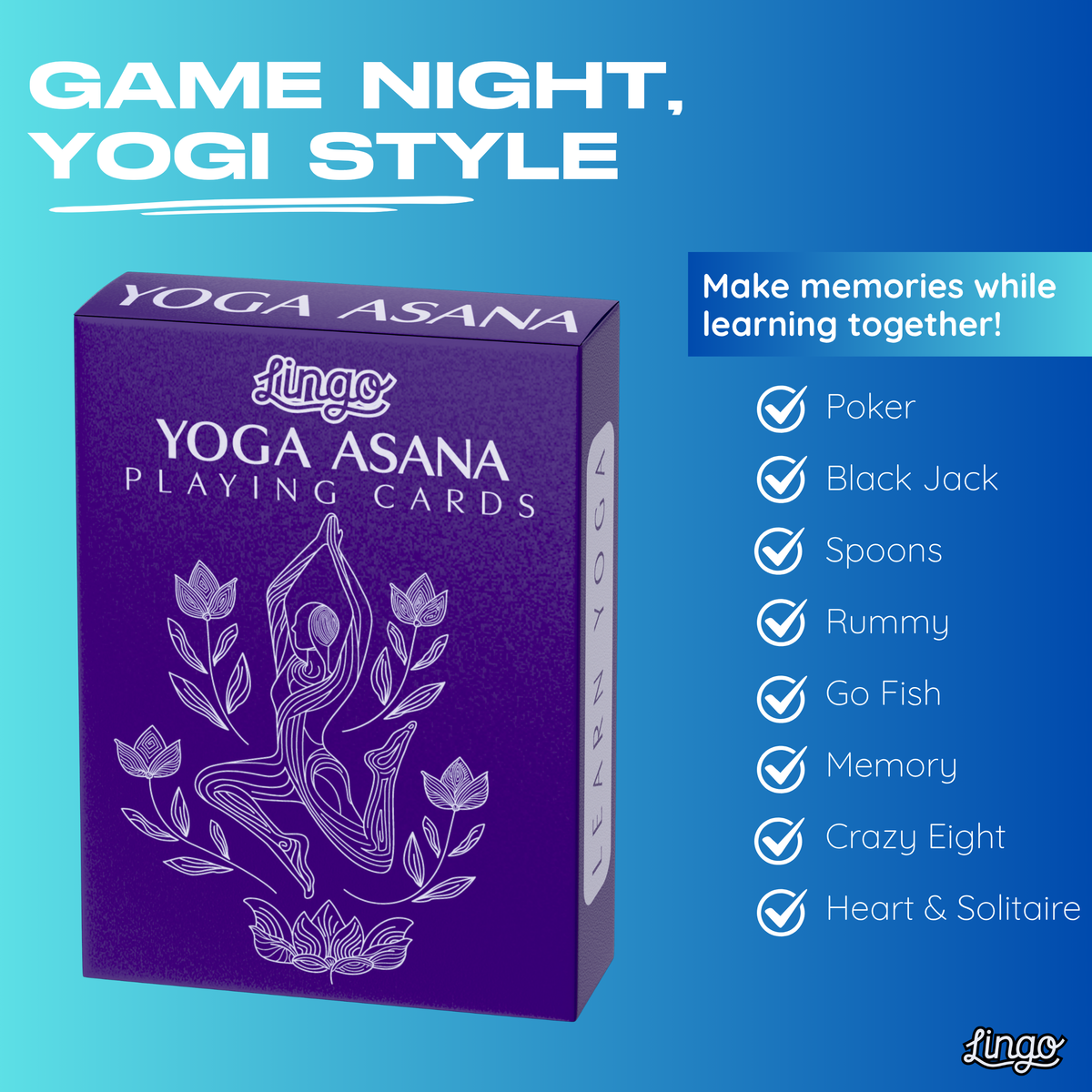 Lingo Yoga Playing Cards – 52 Yoga Asana Pose Deck