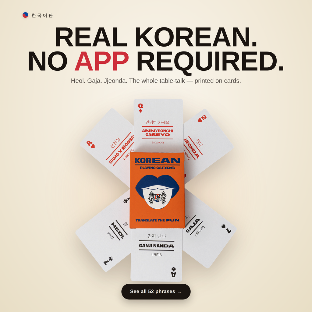 Lingo Korean Playing Cards in a Wayfarer Travel Tin