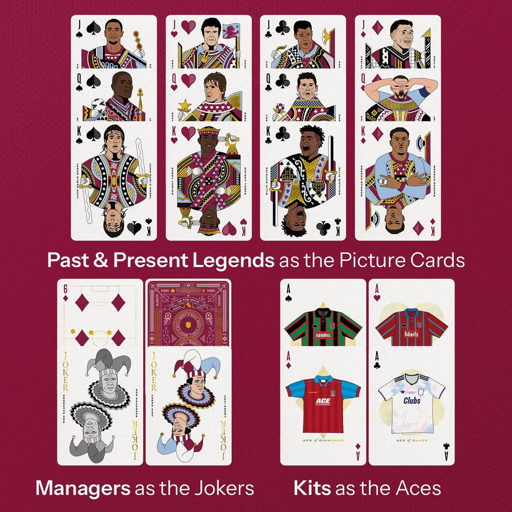 Aston Villa Playing Cards – Football Legends Gold Foil Deck by Boot & Ball