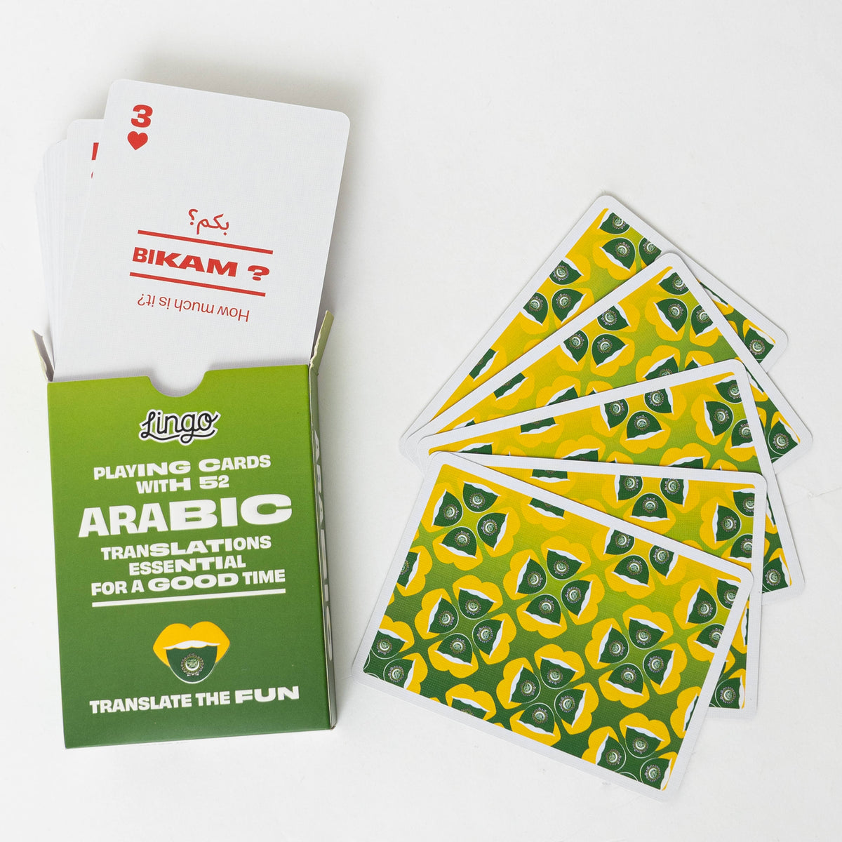 Lingo Arabic Playing Cards – Learn Arabic 52 Phrase Deck