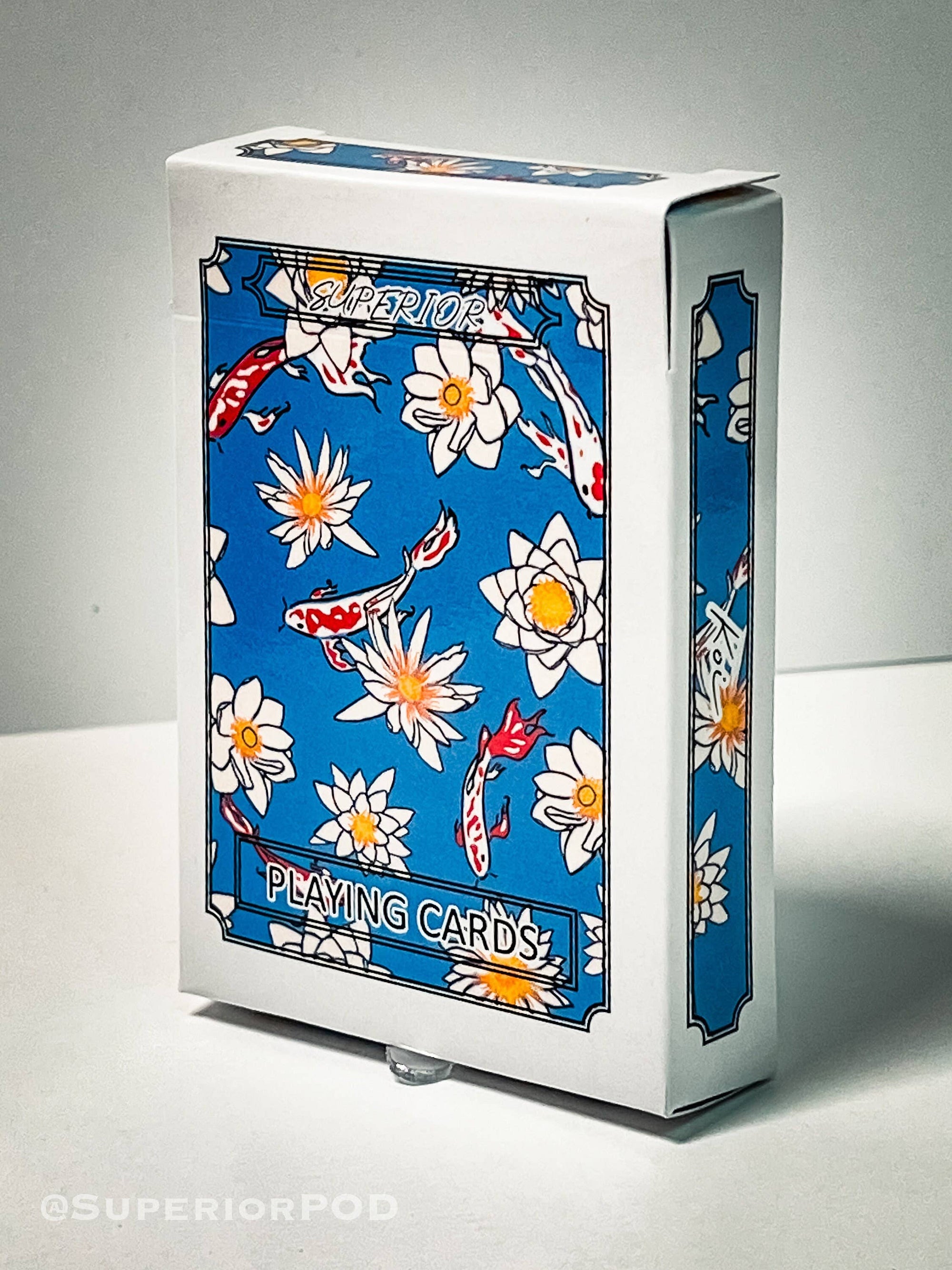 KOI Fish Playing Cards, Japanese Art Card Deck, White Lotus