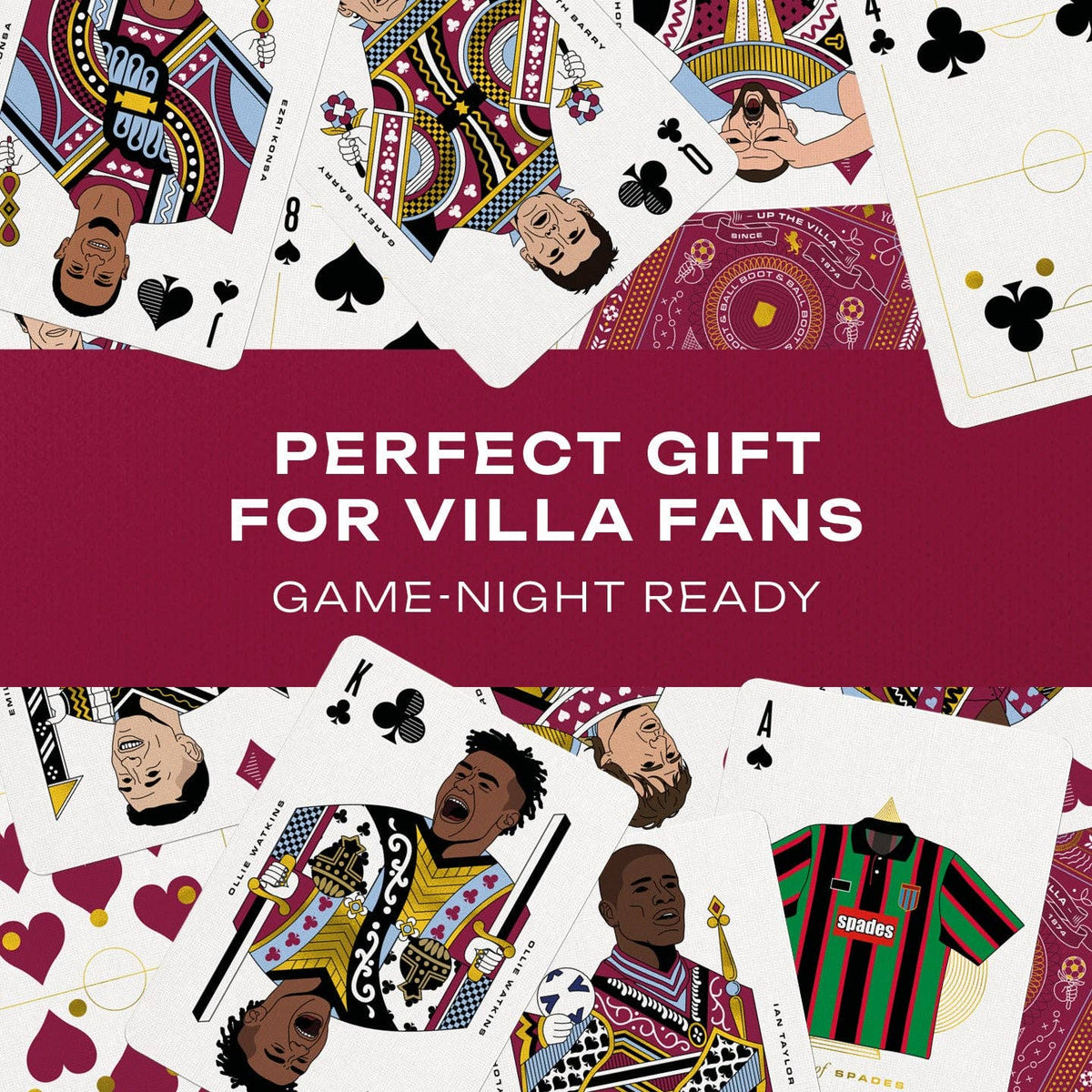 Aston Villa Playing Cards – Football Legends Gold Foil Deck by Boot & Ball