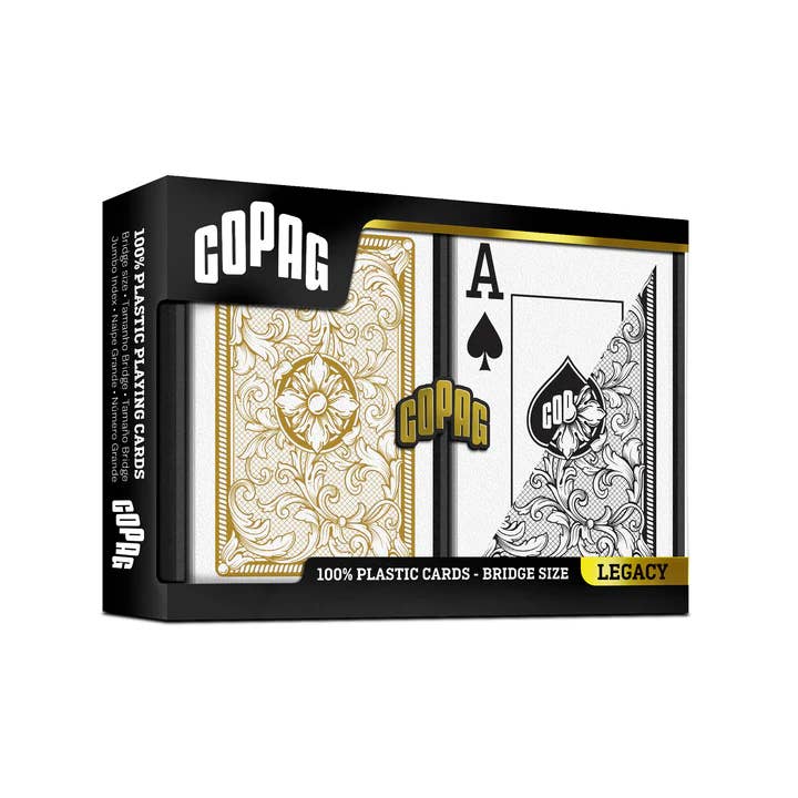 Copag Legacy Bridge Size Jumbo Index Playing Cards Double Deck (Black and Gold)