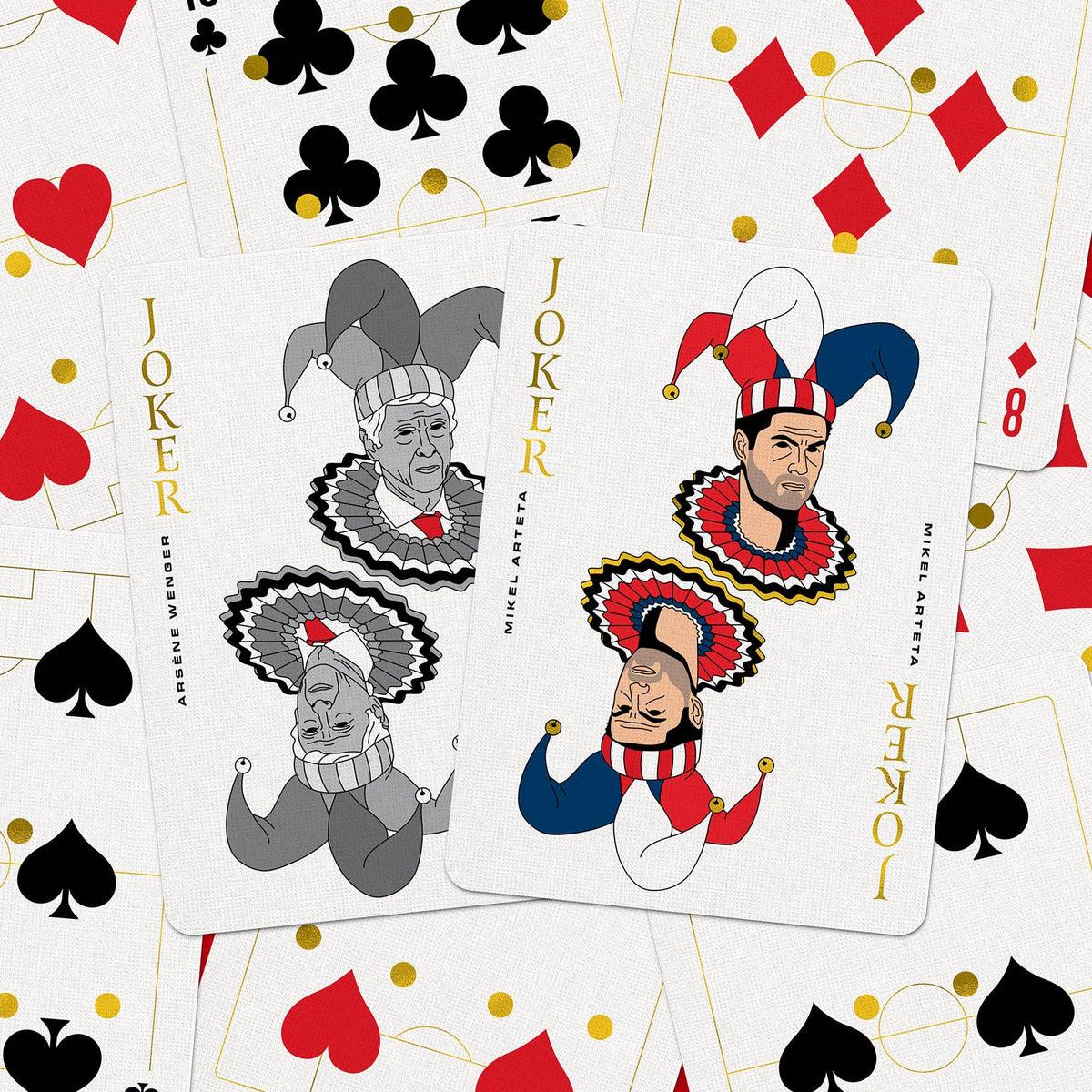 AFC Playing Cards – Arsenal Football Legends Gold Foil Deck by Boot & Ball