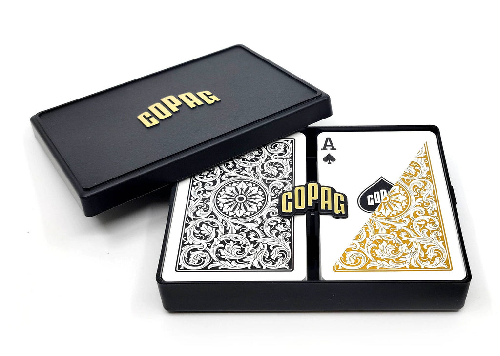 Copag Elite Bridge Size Regular Index Playing Cards Double Deck (Black and gold)