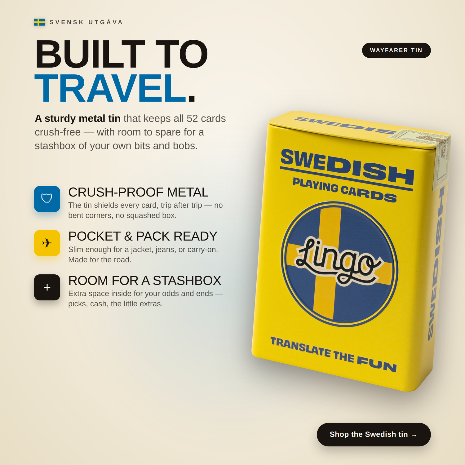 Lingo Swedish Playing Cards in Wayfarer Tin