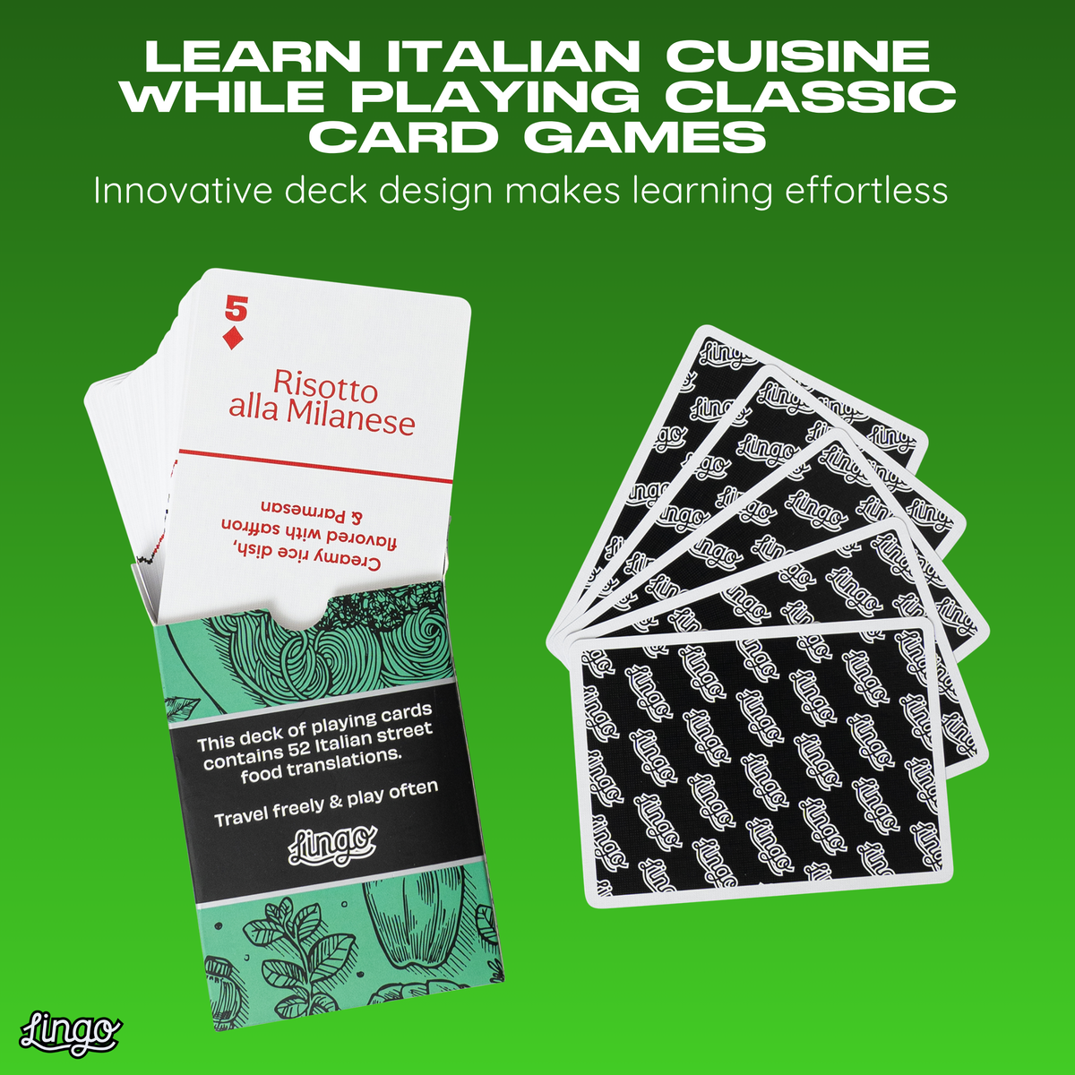 Lingo Italian Street Food Playing Cards – 52 Italian Foods