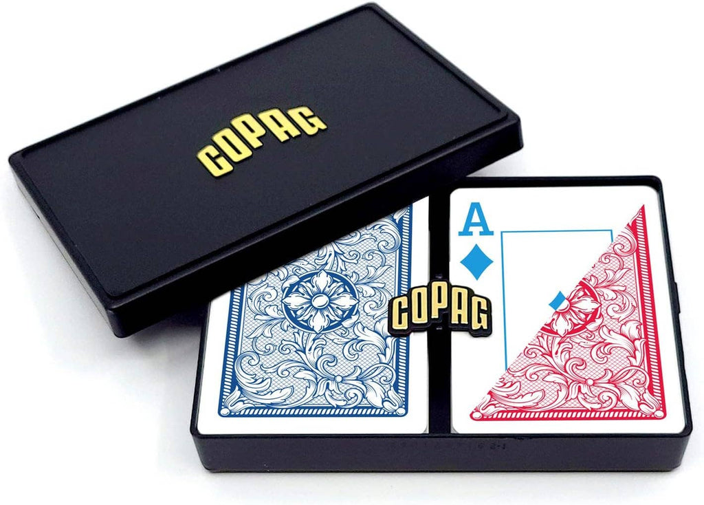 Copag Legacy 4 Colors Poker Size Jumbo Index Playing Cards Double Deck (Red and Blue)