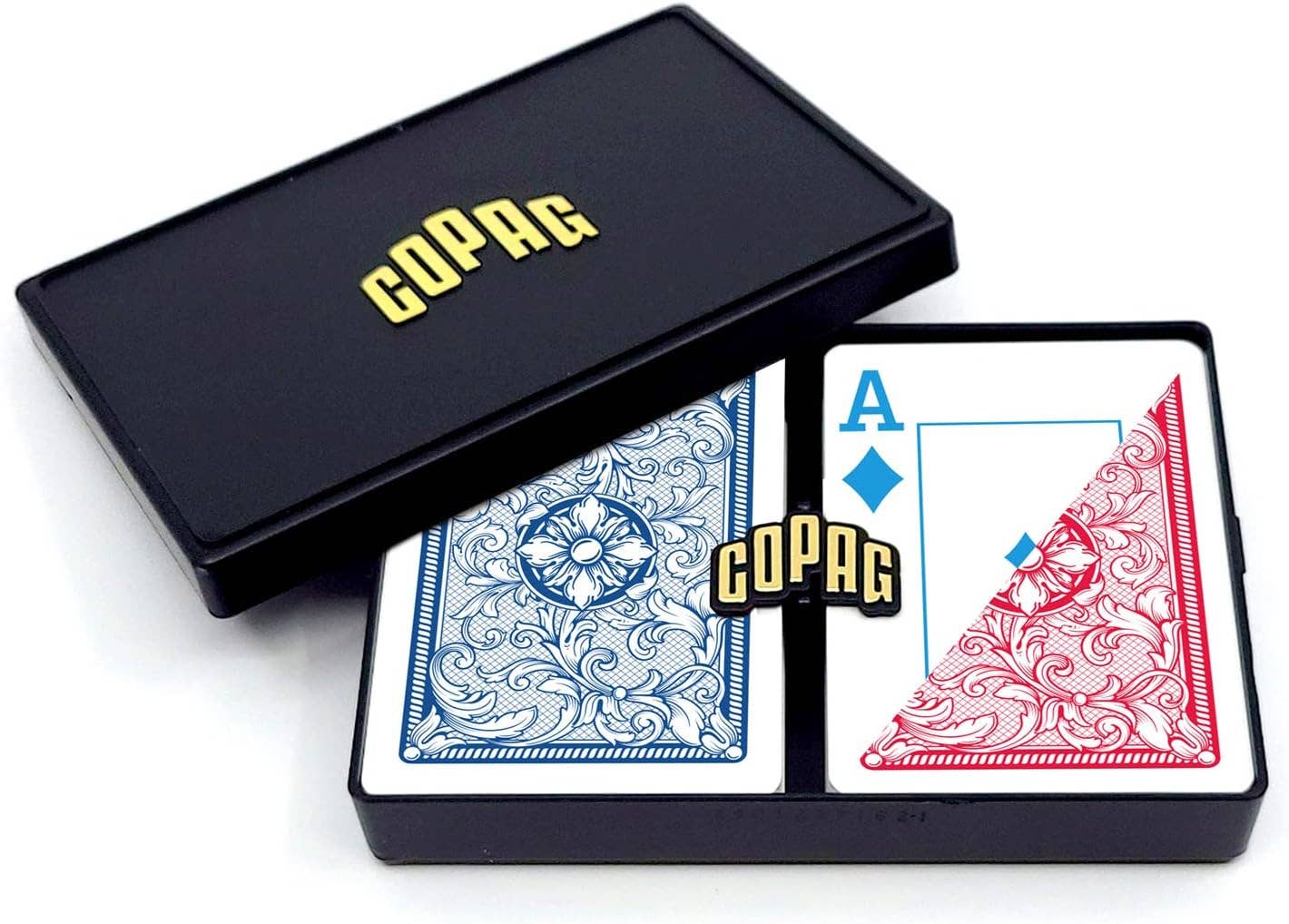 Copag Legacy 4 Colors Poker Size Jumbo Index Playing Cards Double Deck (Red and Blue)