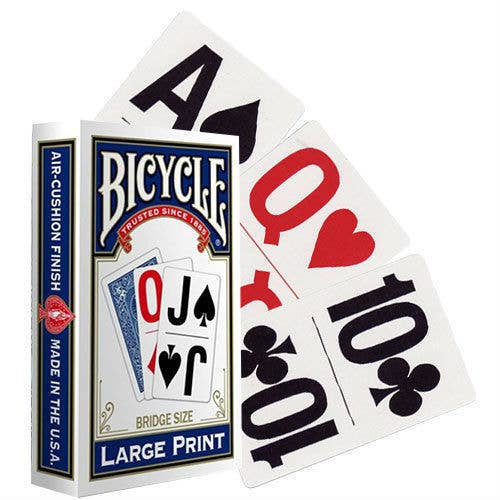 Bicycle Large Print Cards (Blue) Bridge size