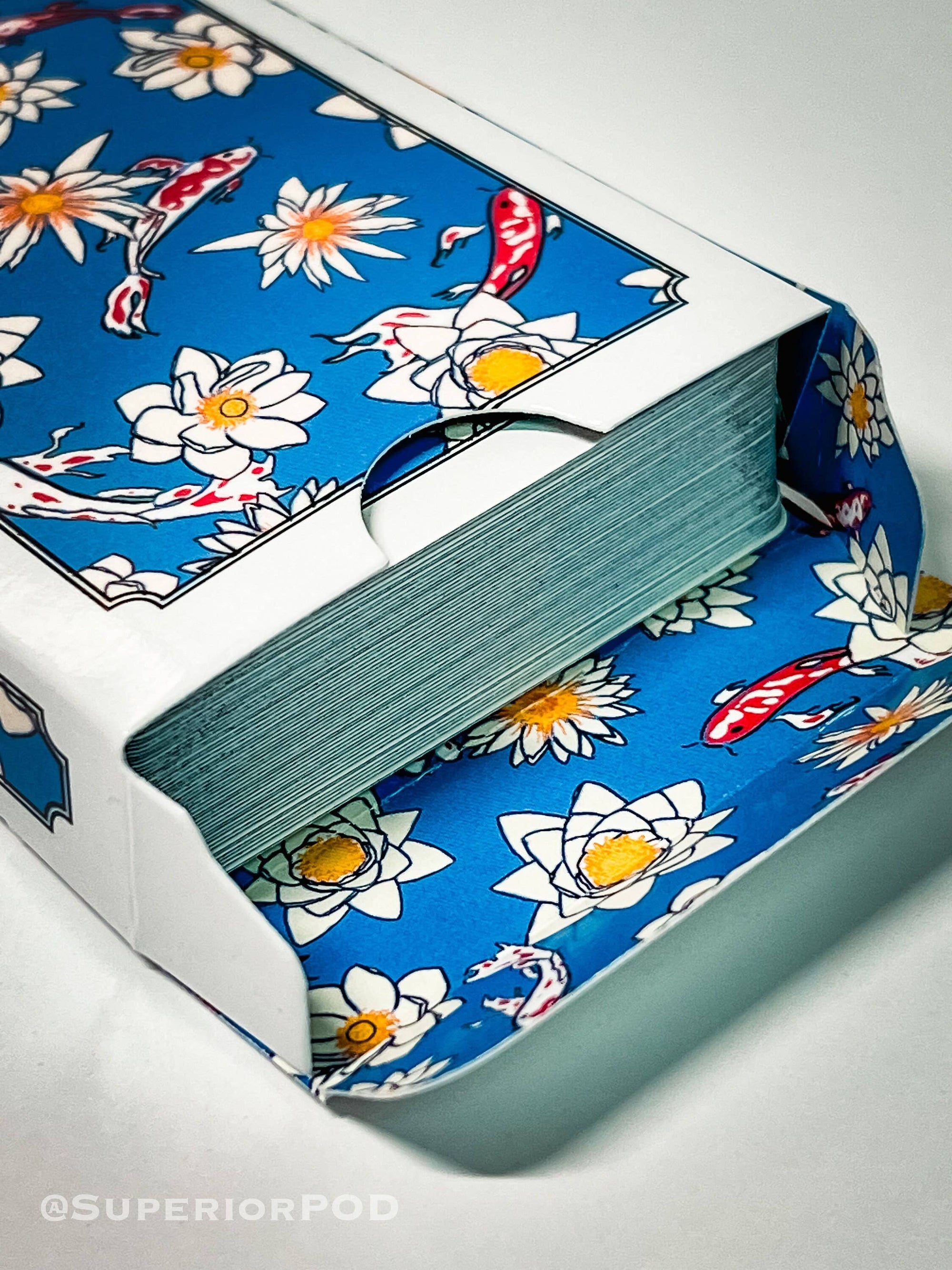 KOI Fish Playing Cards, Japanese Art Card Deck, White Lotus