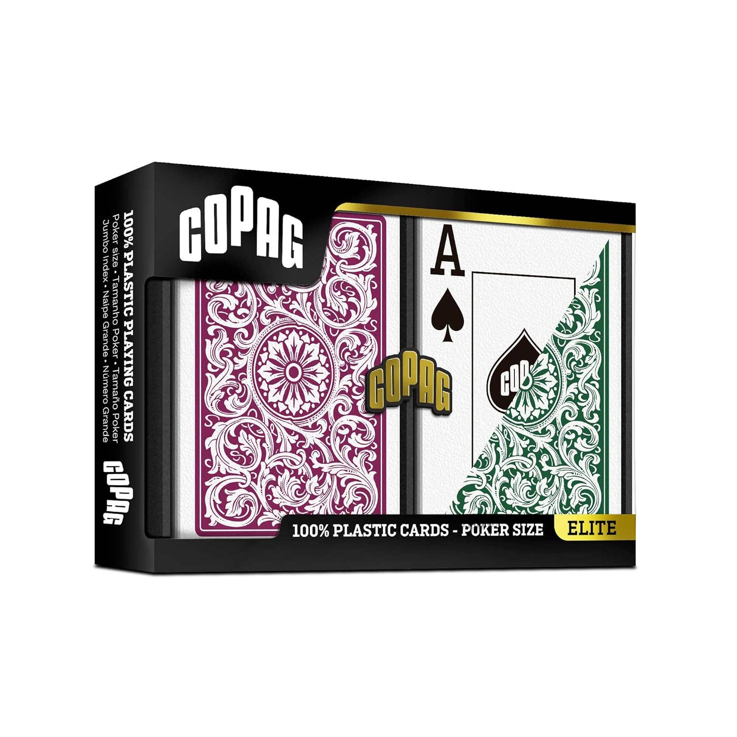 Copag 1546 Elite Poker Size - Jumbo Index Burgundy/Green