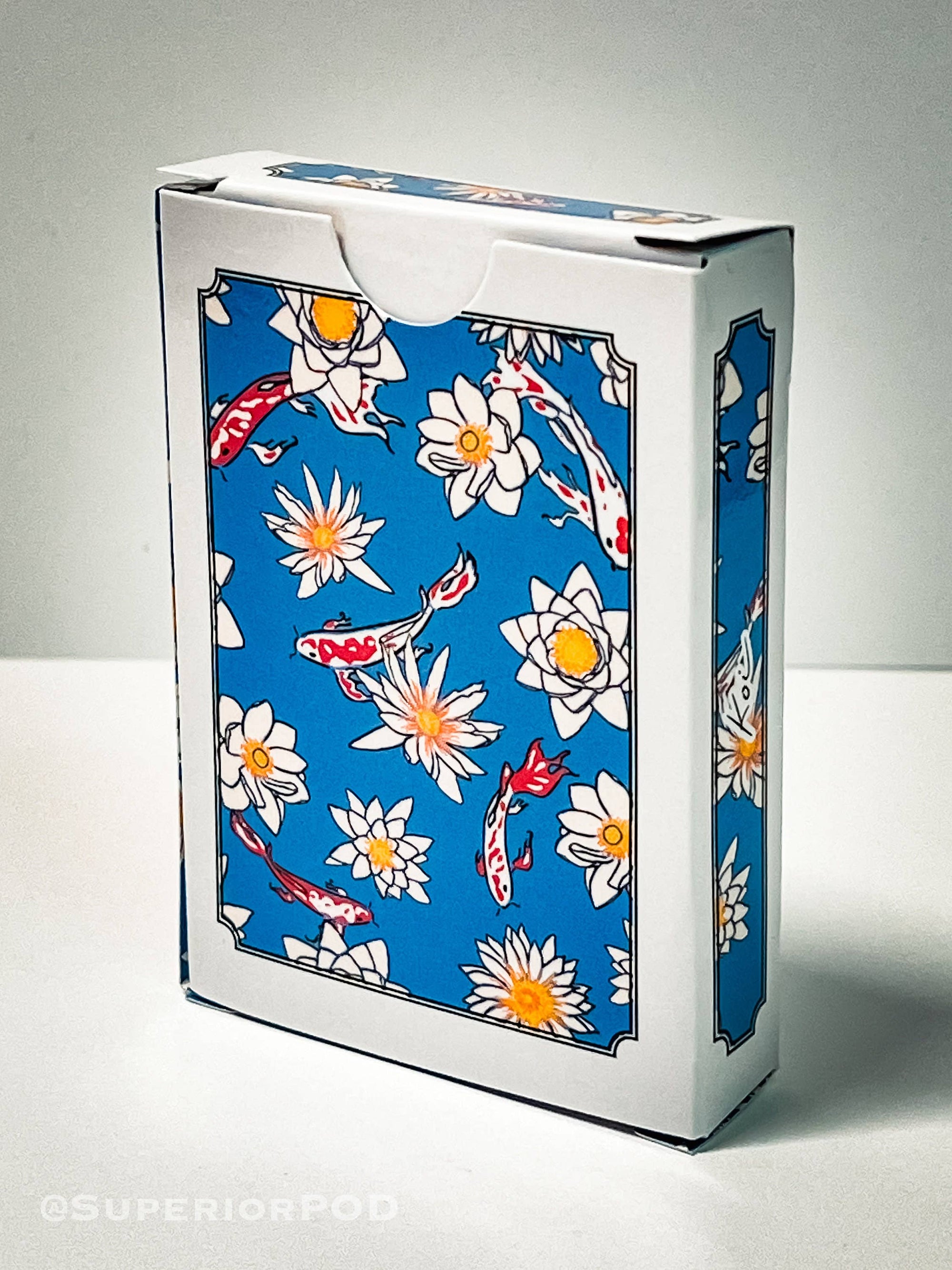 KOI Fish Playing Cards, Japanese Art Card Deck, White Lotus