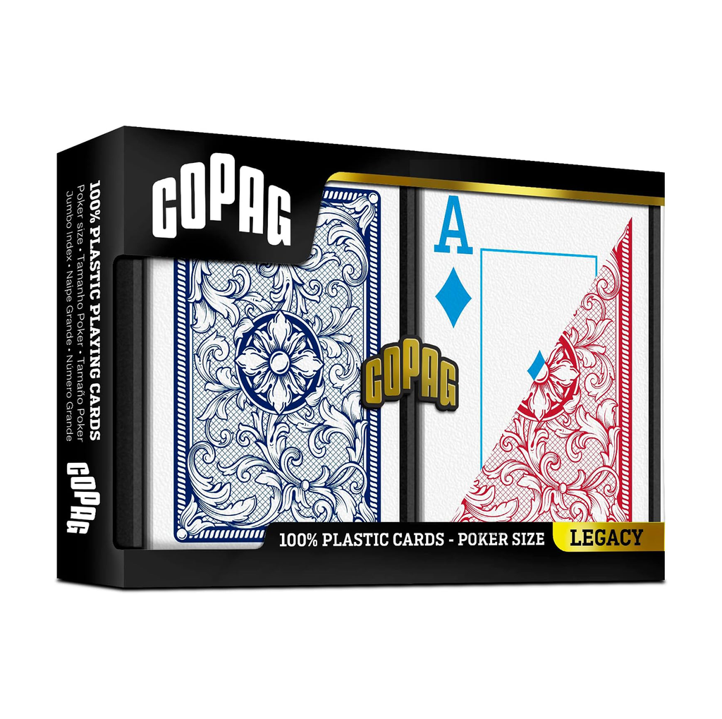 Copag Legacy 4 Colors Poker Size Jumbo Index Playing Cards Double Deck (Red and Blue)