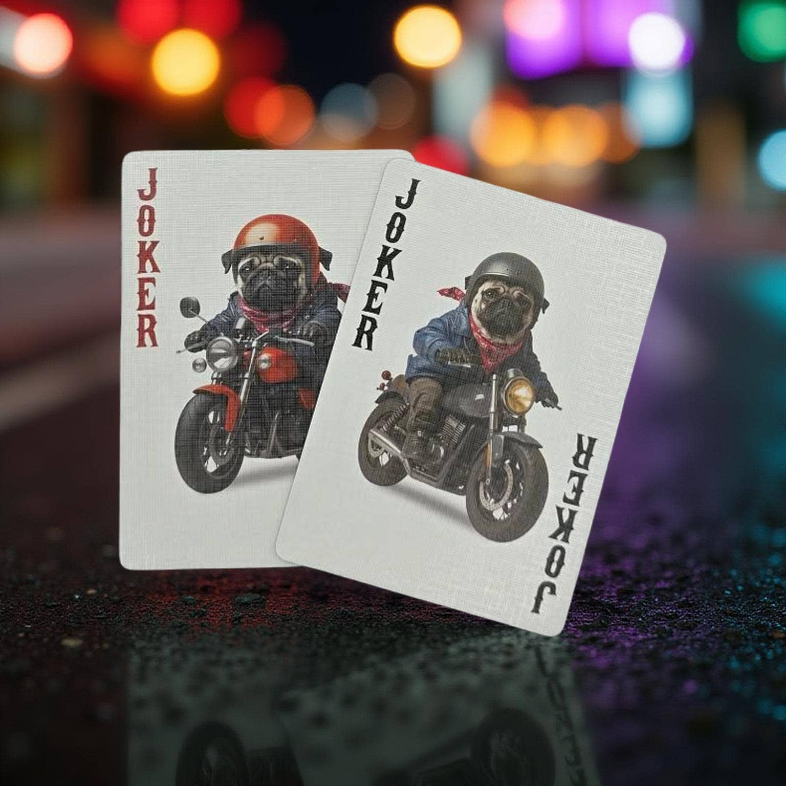 Biker Dogs Playing Cards