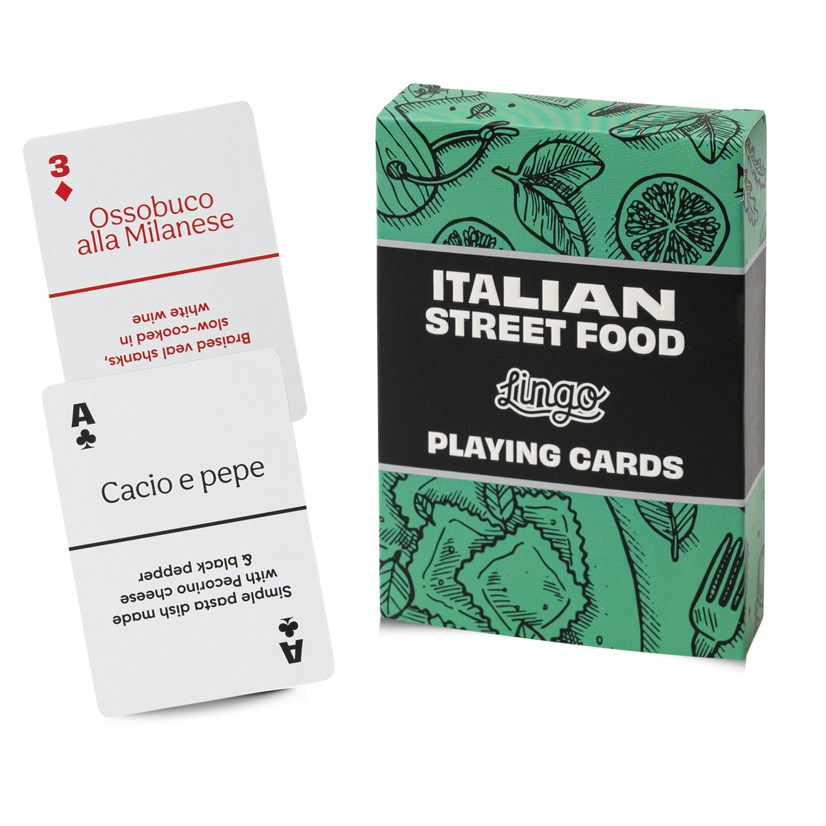 Lingo Italian Street Food Playing Cards – 52 Italian Foods