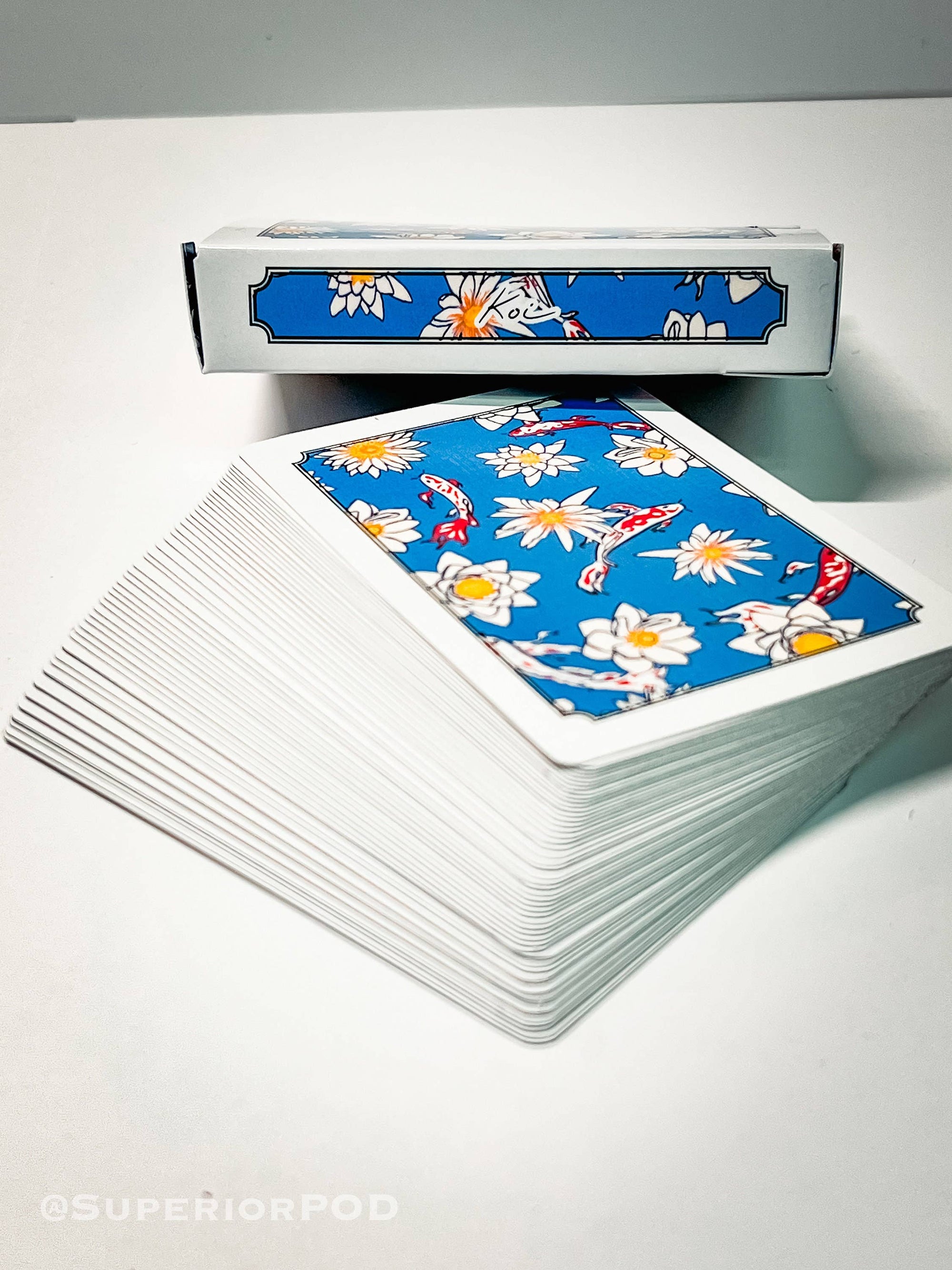KOI Fish Playing Cards, Japanese Art Card Deck, White Lotus