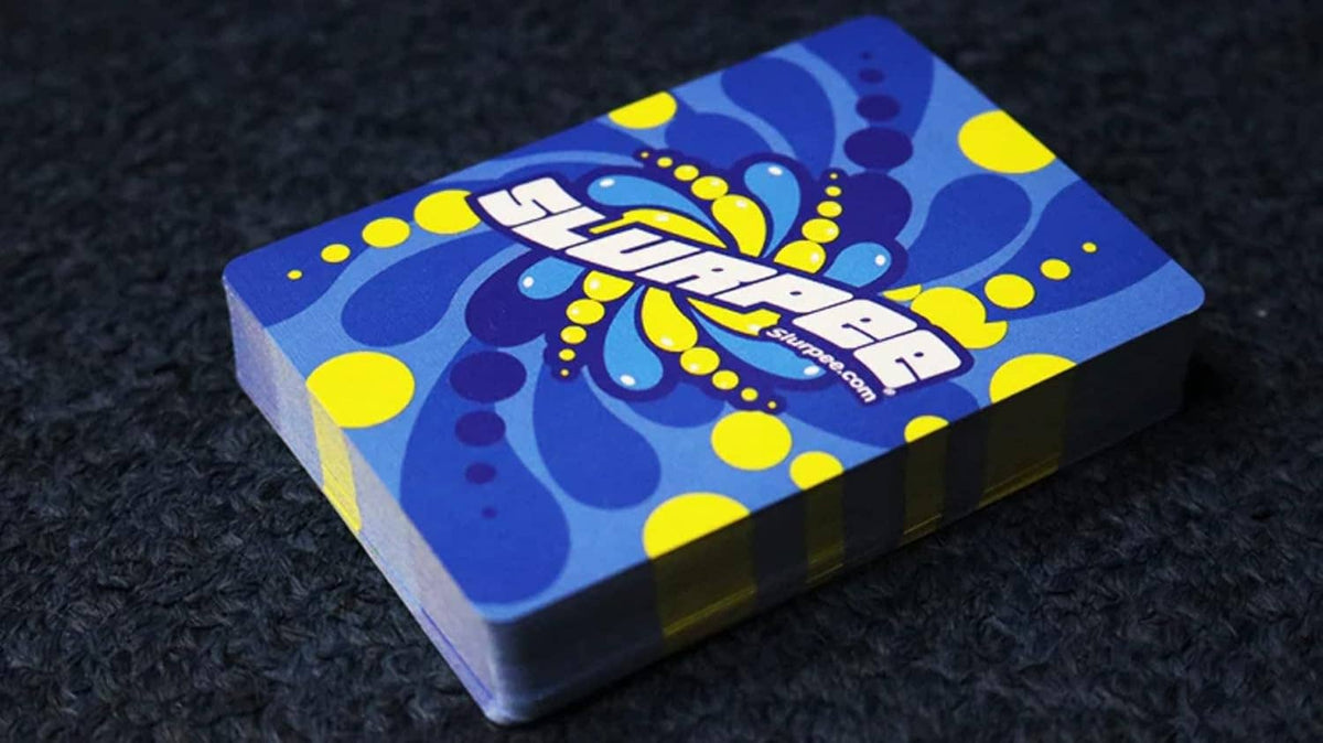 Bicycle 7-Eleven Slurpee Blue deck showing custom card backs 