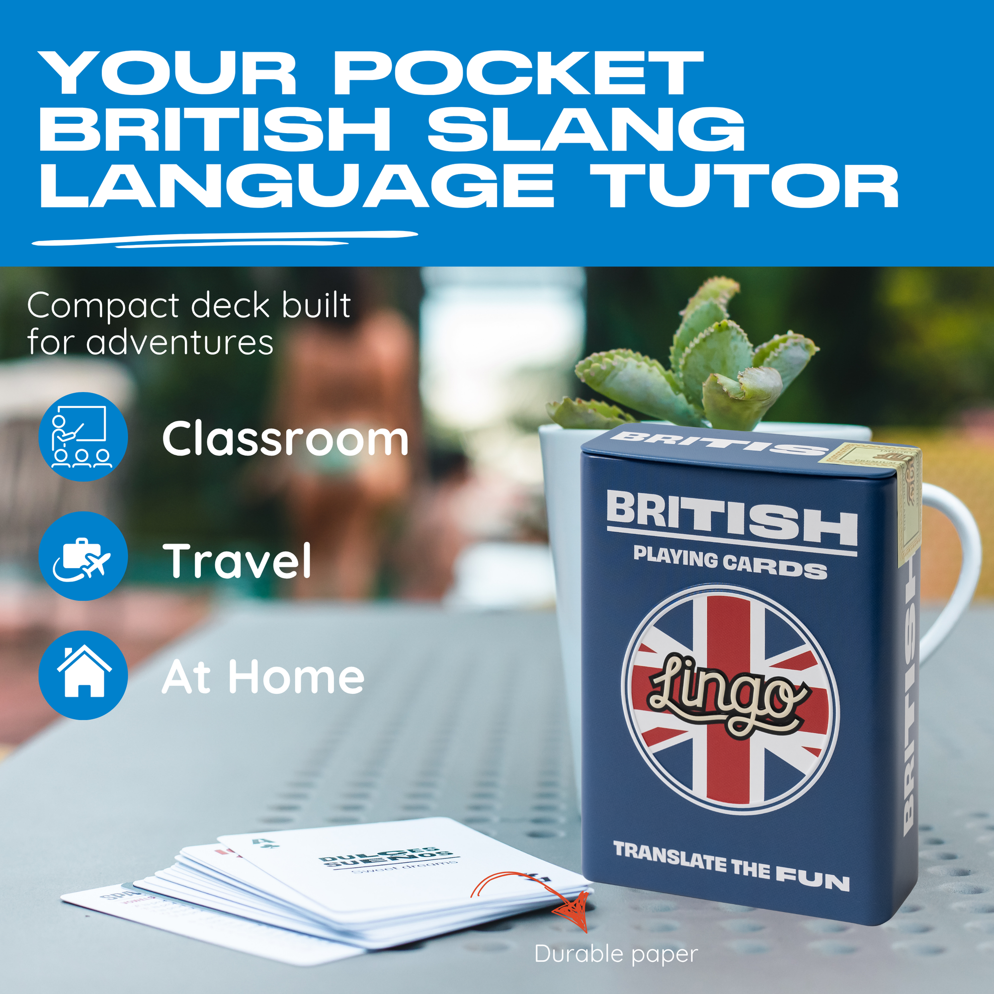 British Slang Playing Cards in Wayfarer Travel Tin