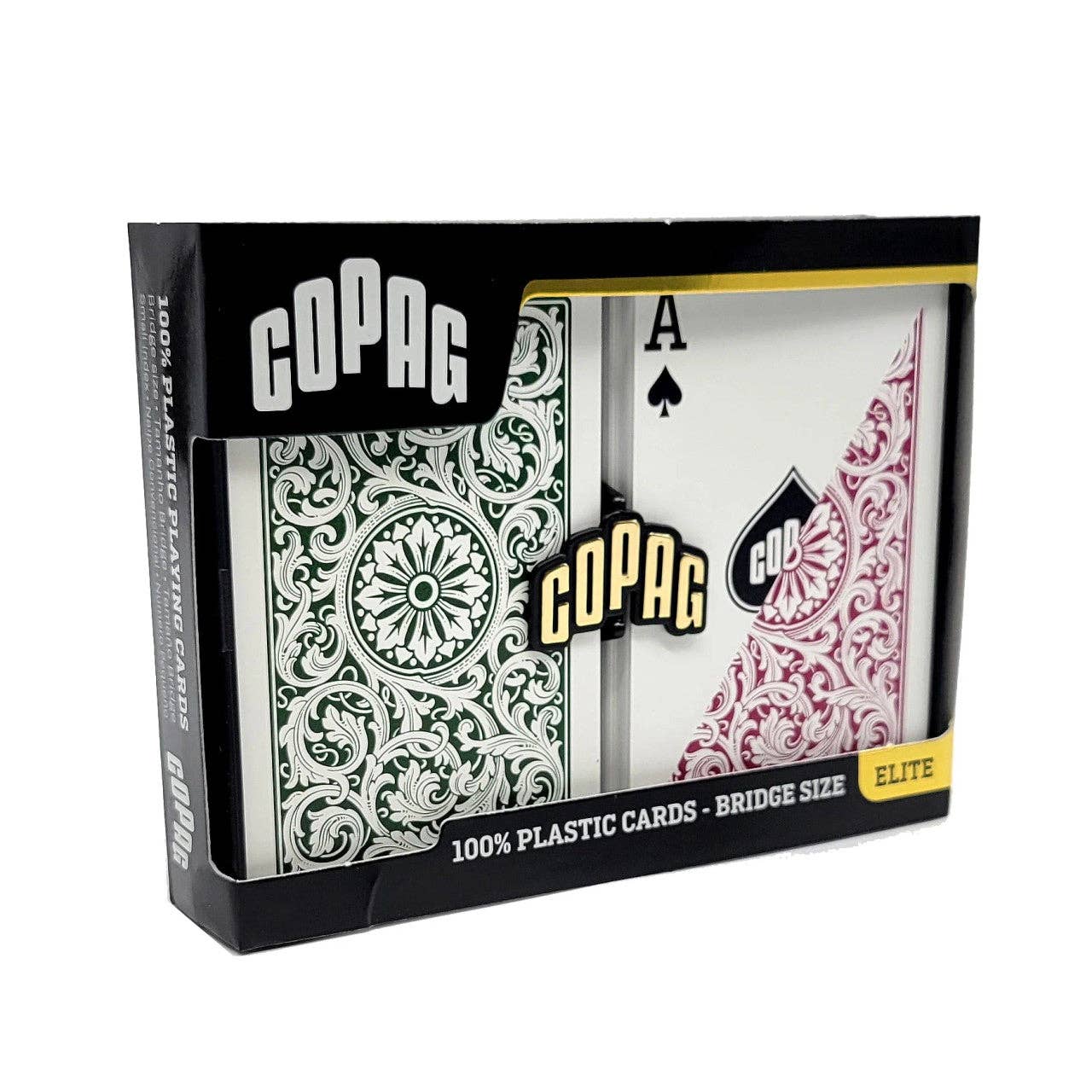 Copag Elite Bridge Size Regular Index Playing Cards — Double Deck (Green & Burgundy)