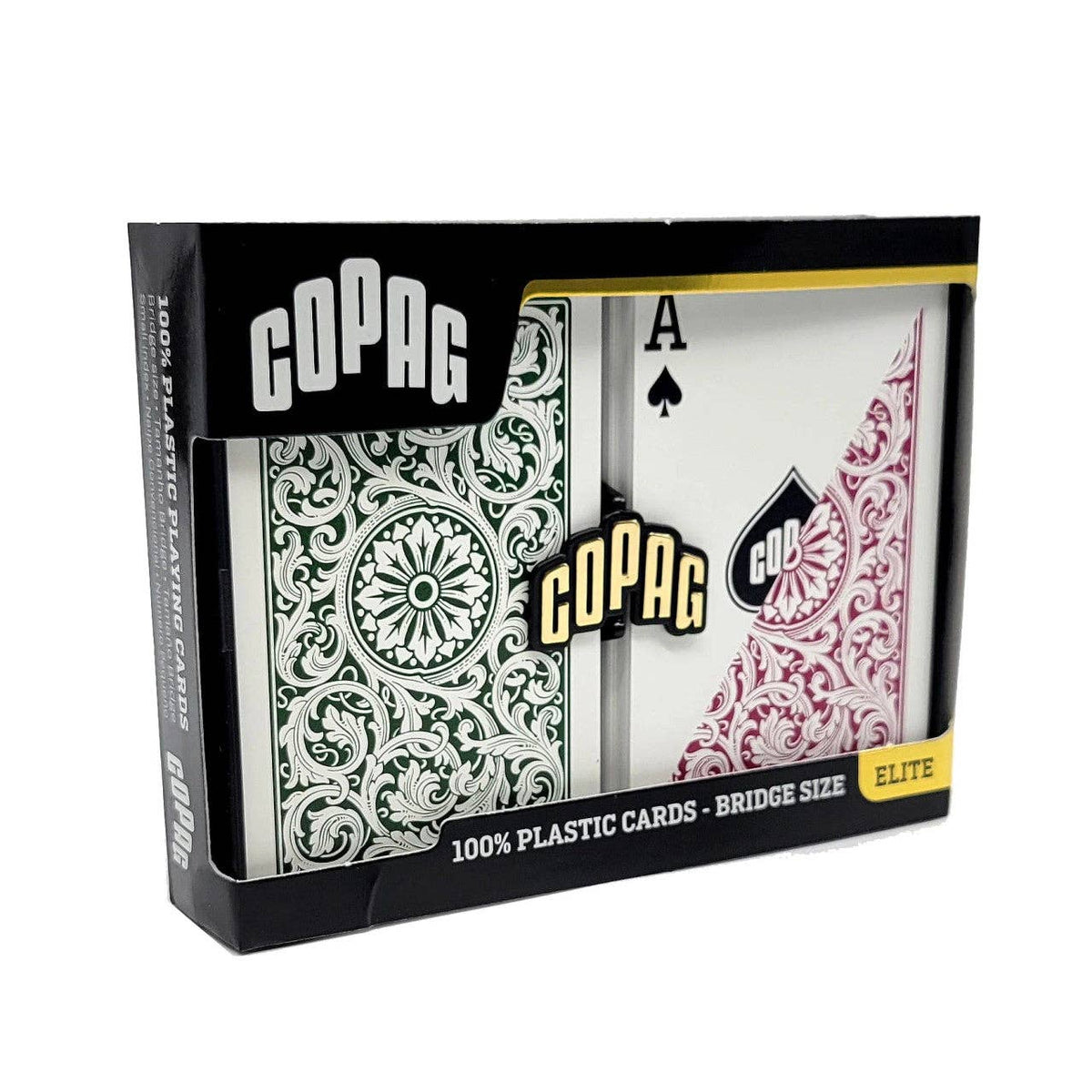 Copag Elite Bridge Size Regular Index Playing Cards — Double Deck (Green & Burgundy)