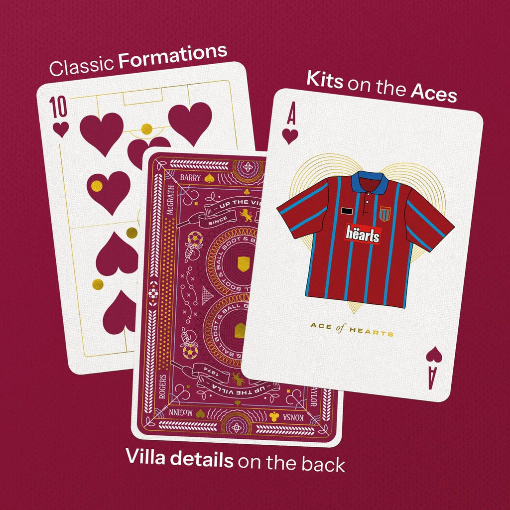 Aston Villa Playing Cards – Football Legends Gold Foil Deck by Boot & Ball