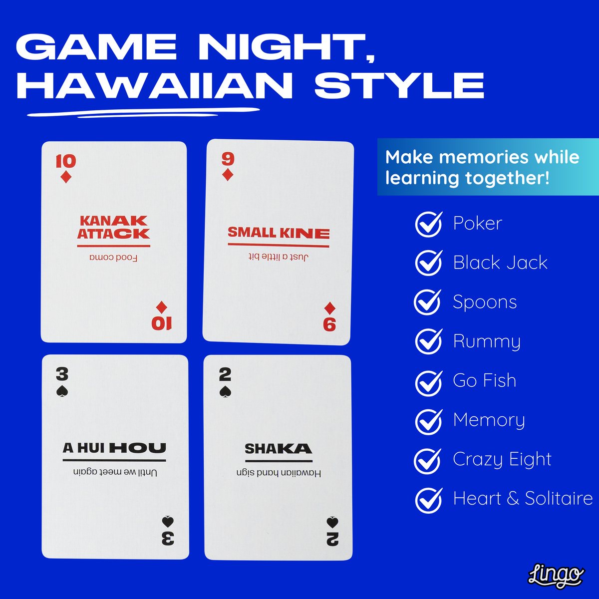 Lingo Hawaiian Slang Playing Cards – 52 Hawaiian Pidgin Phrases