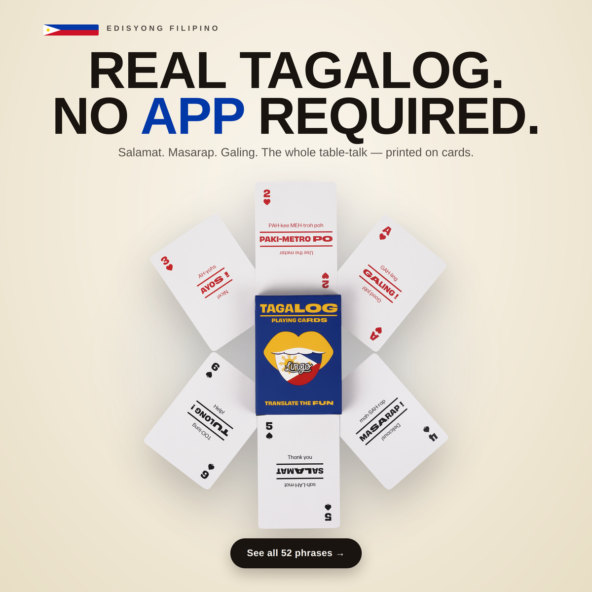 Lingo Filipino Tagalog Playing Cards