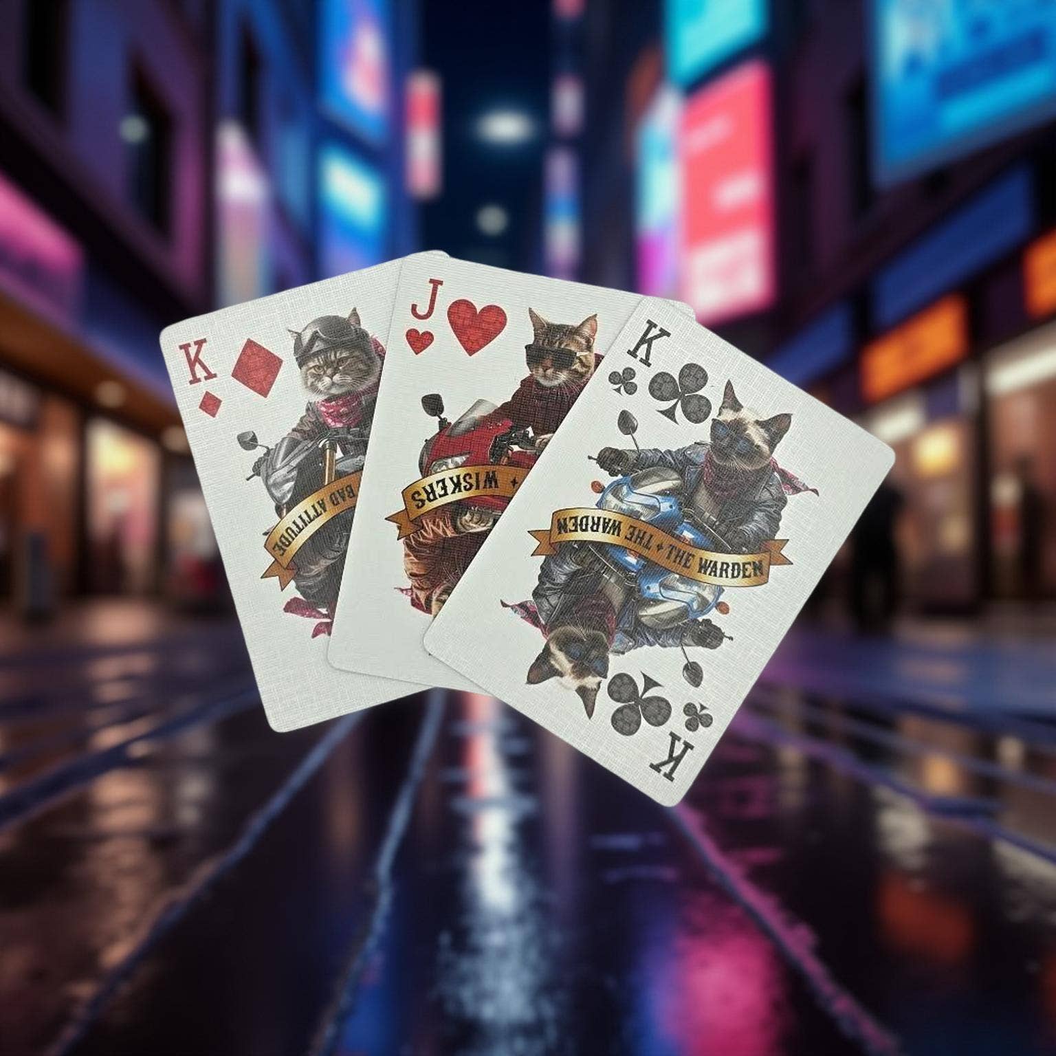 Biker Cats Playing Cards