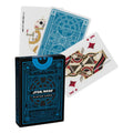 Star Wars playing cards with a blue and black box on a white background