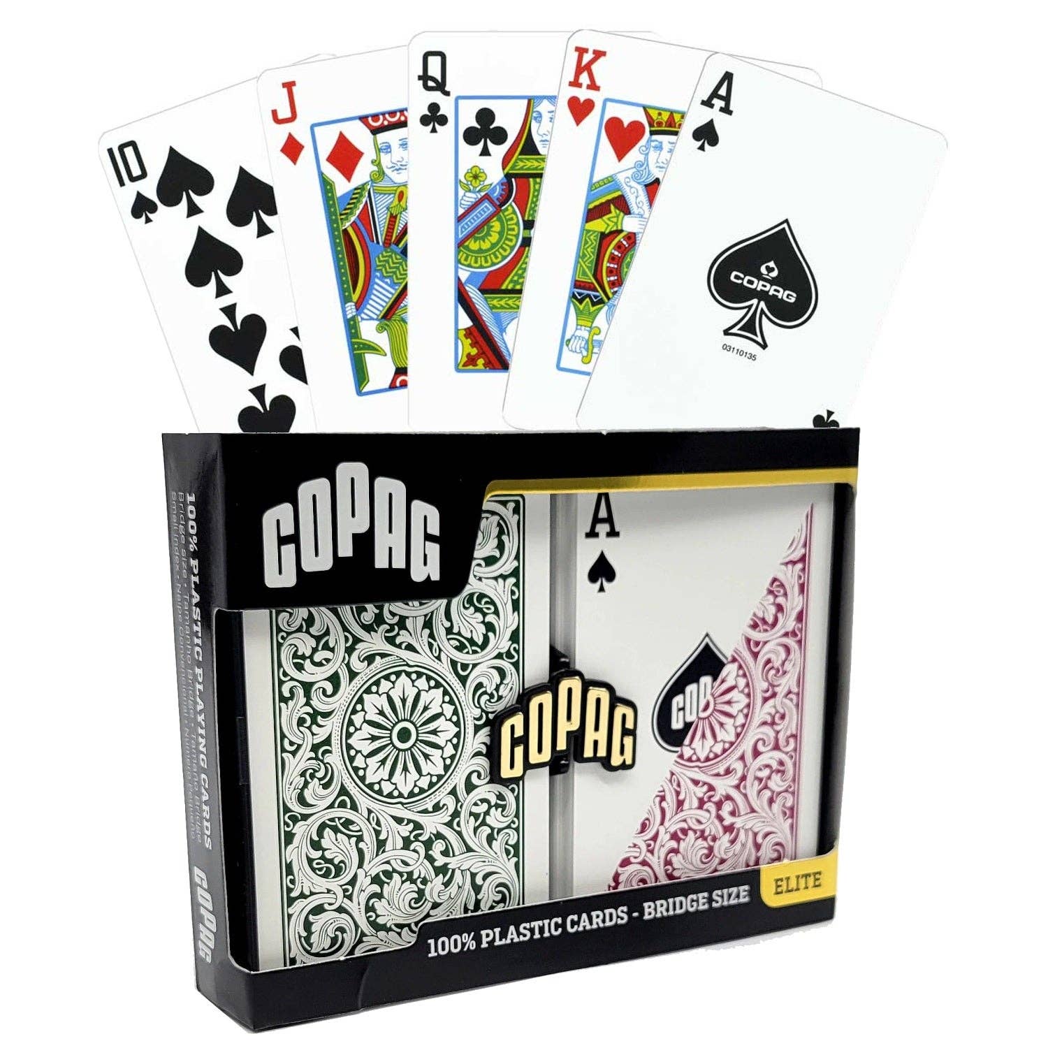 Copag Elite Bridge Size Regular Index Playing Cards — Double Deck (Green & Burgundy)