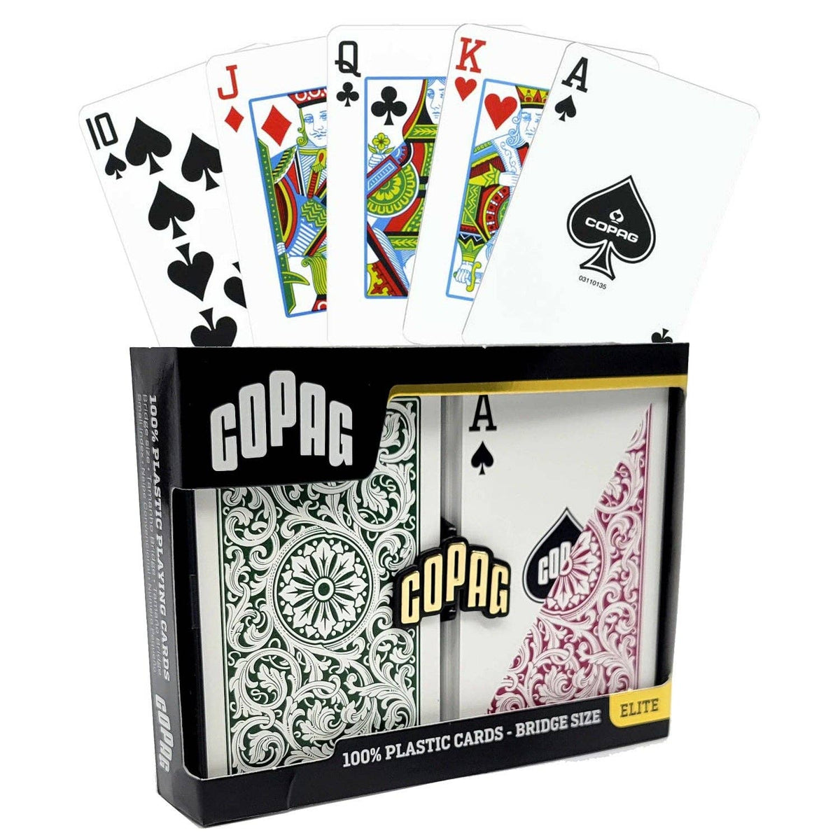 Copag Elite Bridge Size Regular Index Playing Cards — Double Deck (Green & Burgundy)