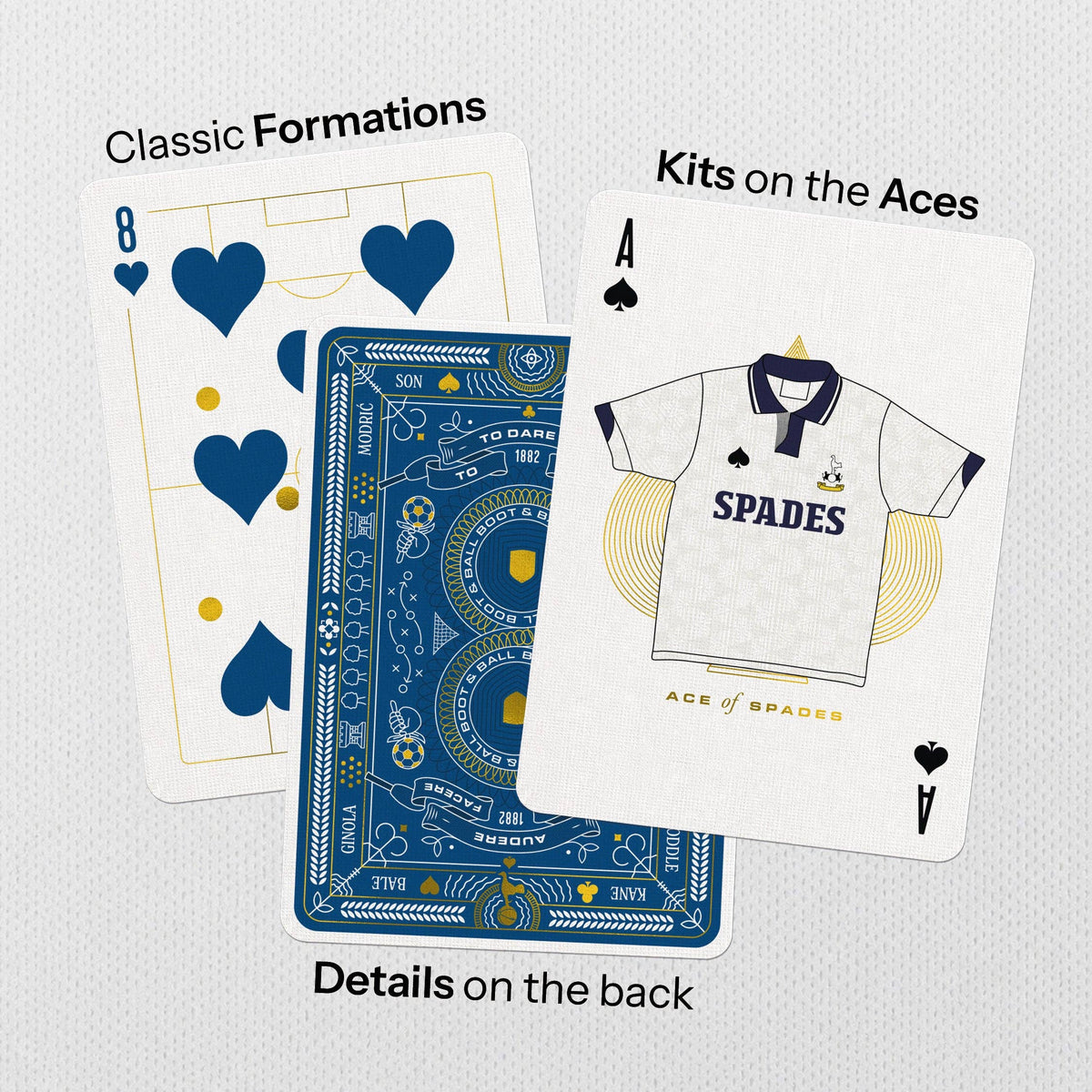 North London Whites Playing Cards – Tottenham Legends Gold Foil by Boot and Ball