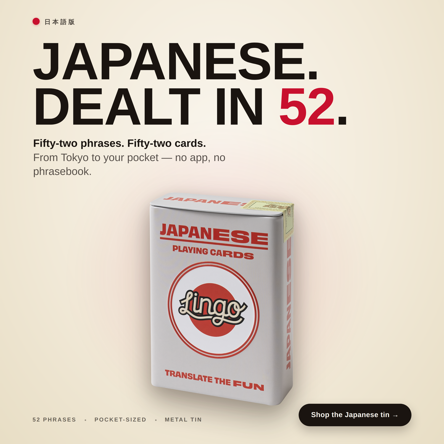 Lingo Japanese Travel in Wayfarer Tin