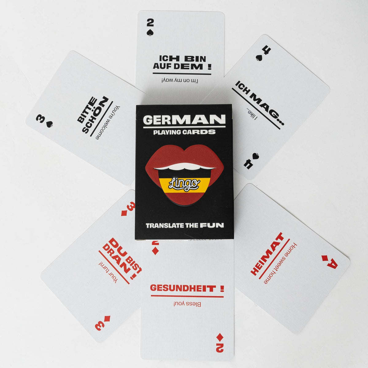 Lingo German Playing Cards – Learn German 52 Phrase Deck