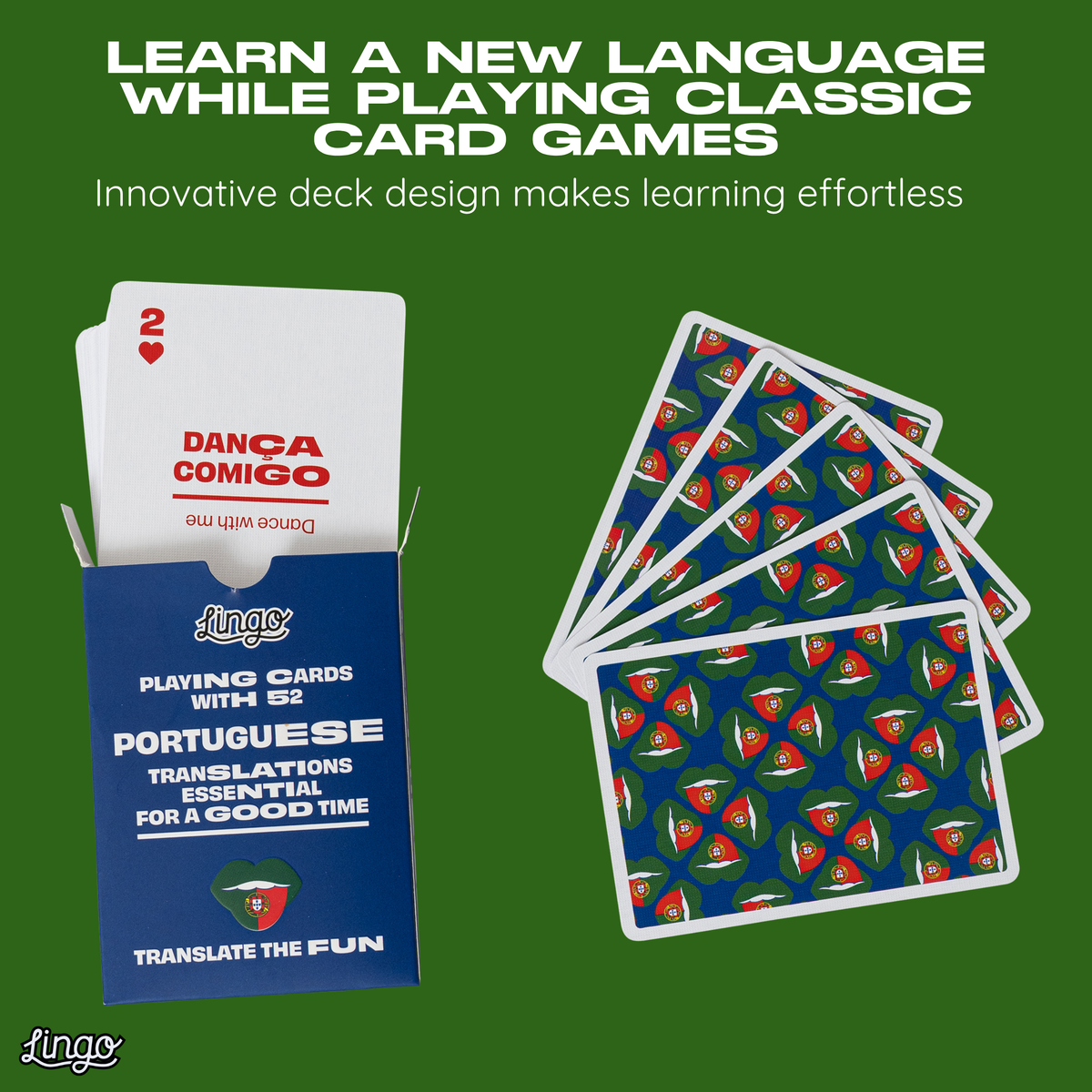 Lingo Portuguese Playing Cards – Learn Portuguese 52 Phrase Deck