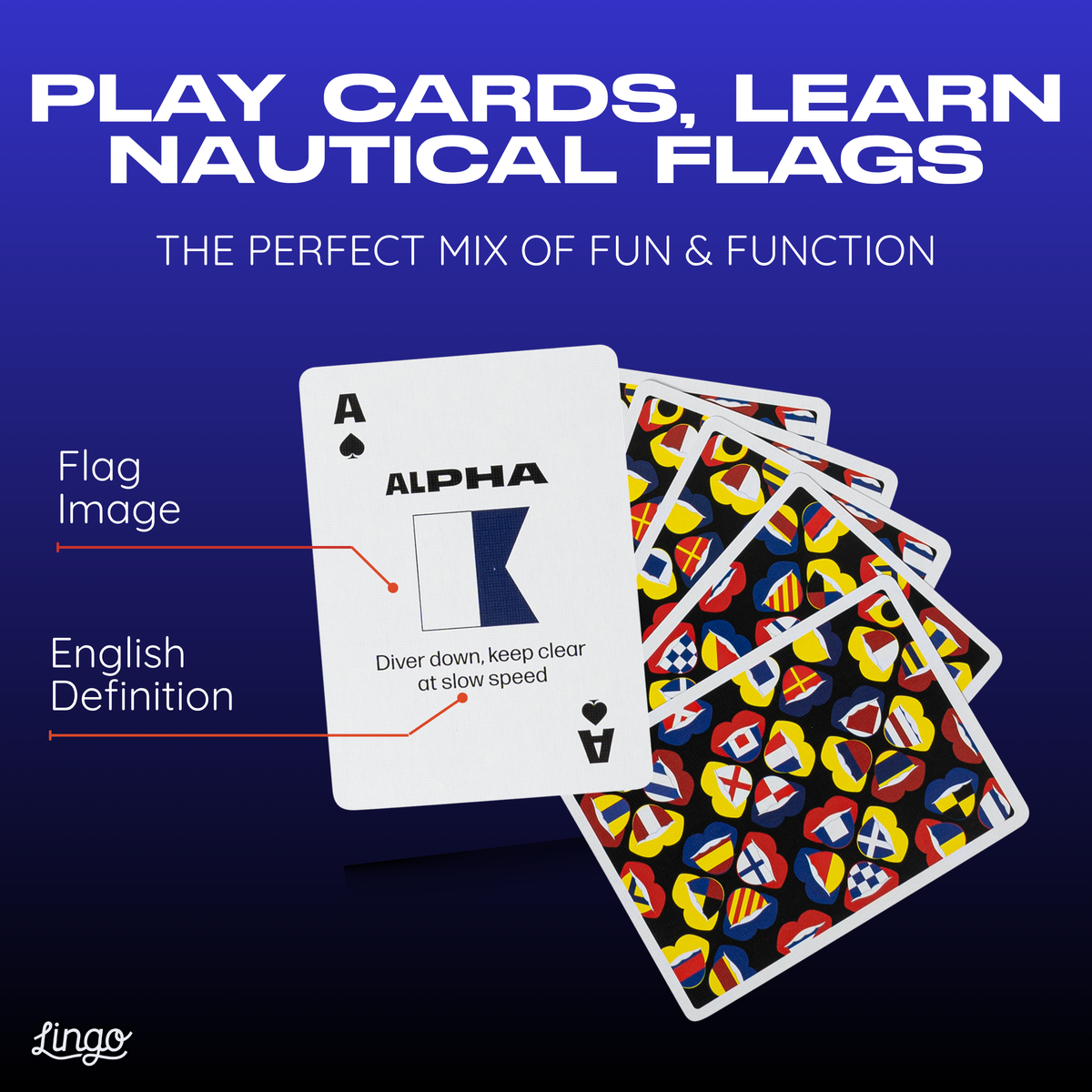 Lingo Nautical Flags Playing Cards – 52 Maritime Signals