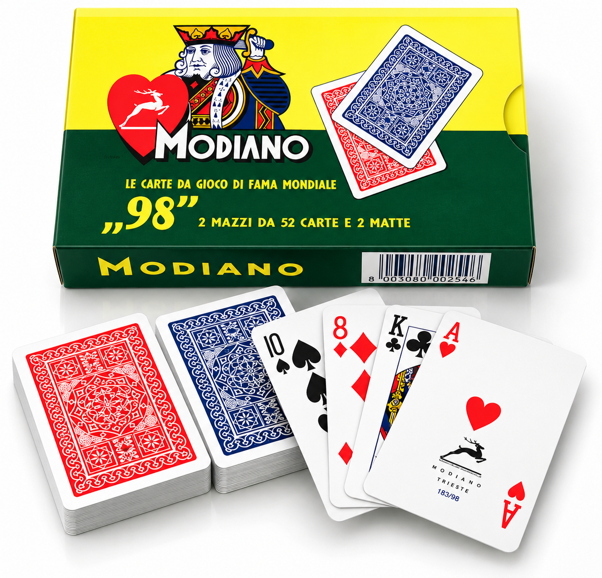 Modiano Ramino 98 Playing Cards – Red & Blue 2-Deck Set