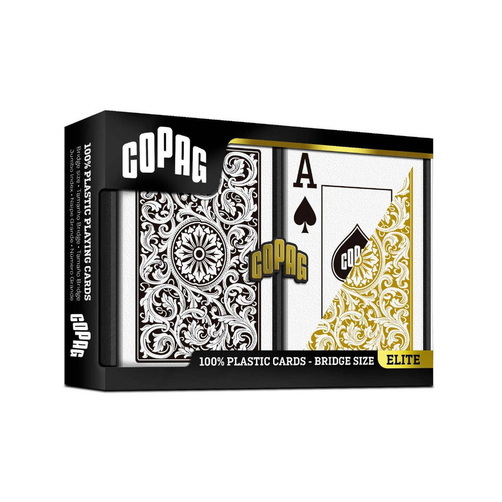 COPAG 1546 Elite Bridge Size Regular Index Playing Cards – Black & Gold Double Deck