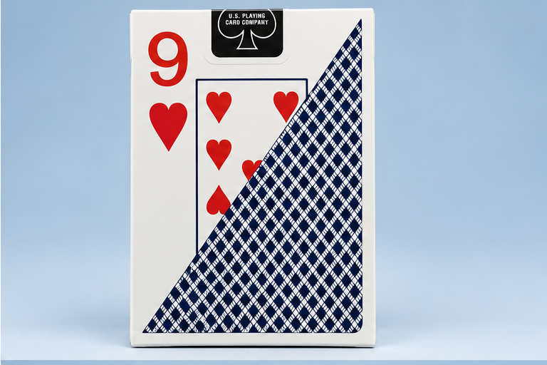 Bee Club Special Blue Playing Cards featuring the nine of hearts and traditional blue diamond-back design.