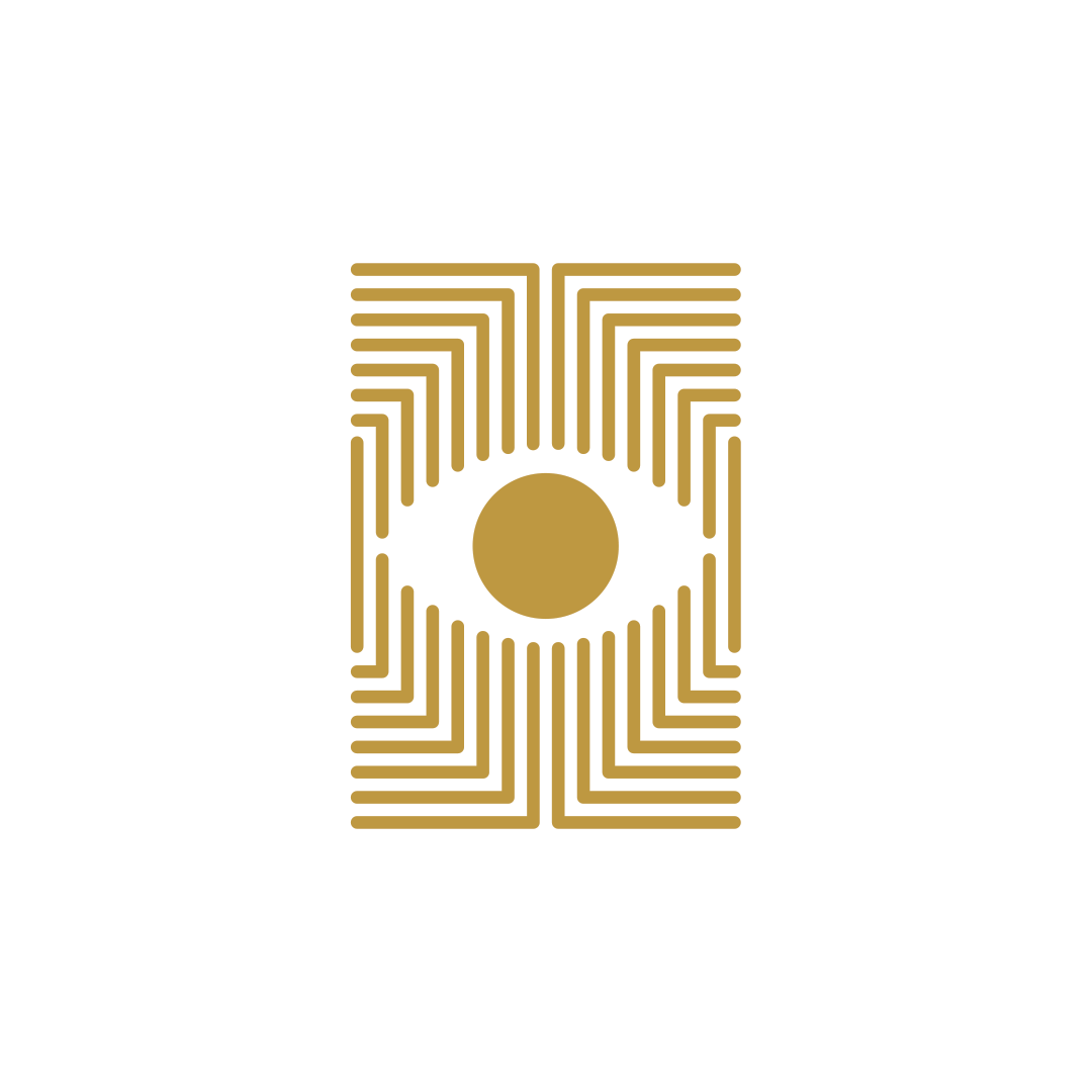 Damn Good Cards No. 6 by Dan & Dave showing the gold geometric playing card back with a central gold circle, symmetrical angular lines and white borders.