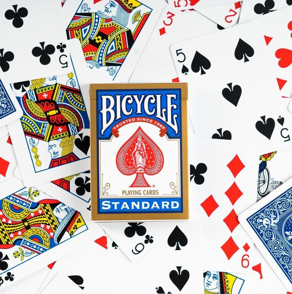 Bicycle Rider Standard poker cards golden frame (Blue)